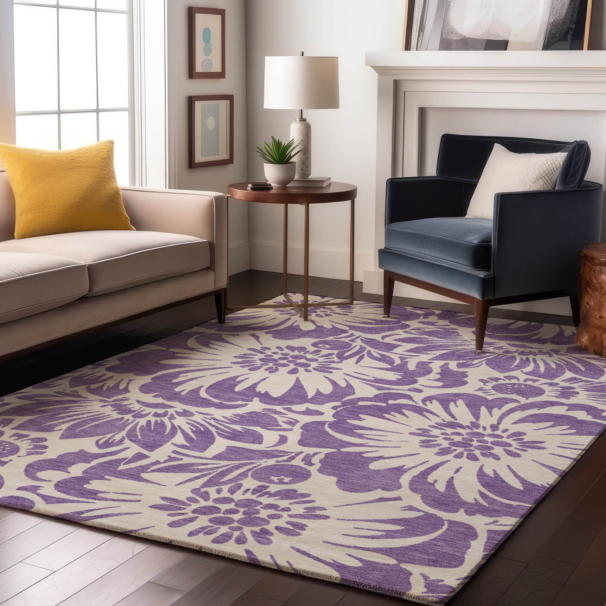 Cartagena Machine Washable Transitional Purple Rug 2'6" x 3'10" #shape_Rectangle