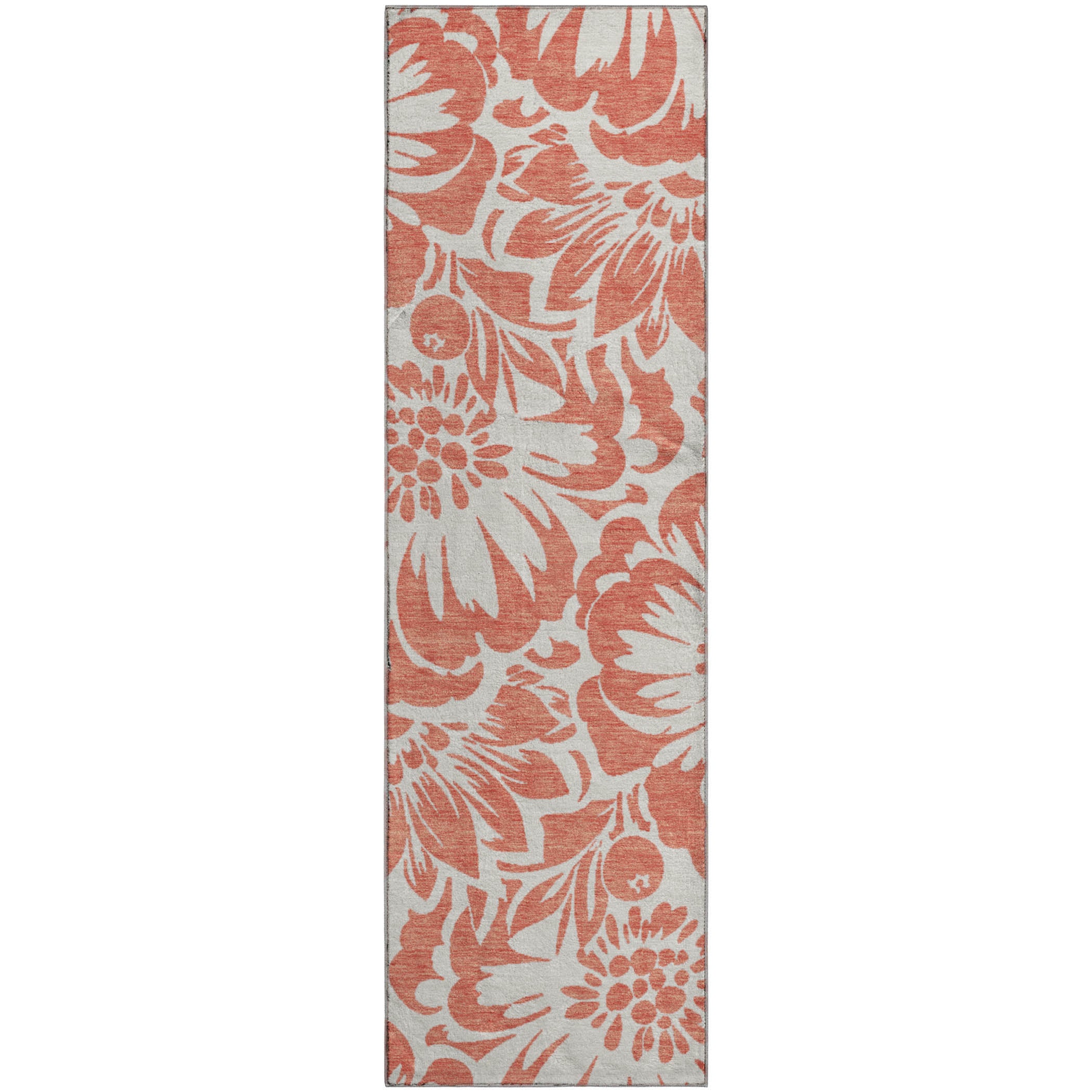Cartagena Machine Washable Transitional Salmon Orange Rug 2'3" x 7'6" #shape_Runner