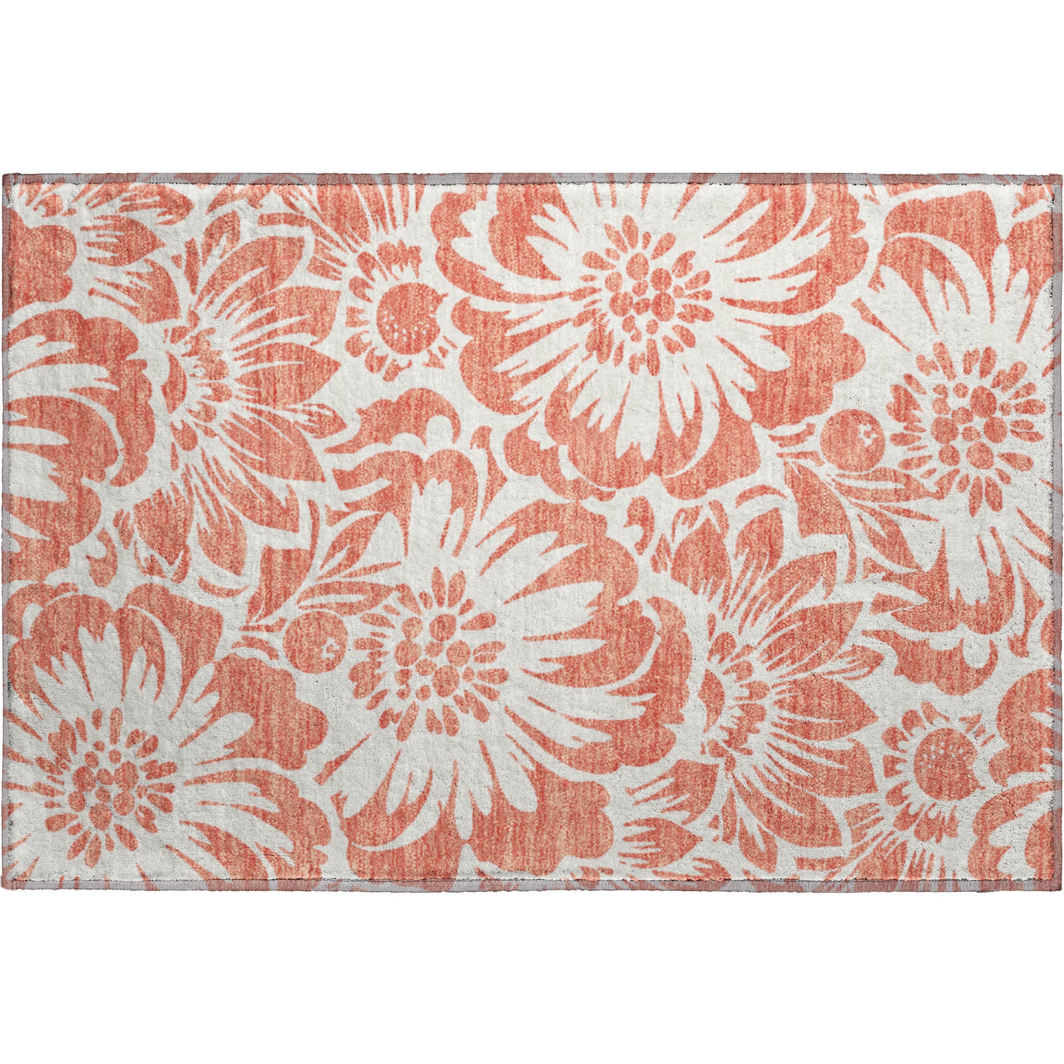 Cartagena Machine Washable Transitional Salmon Orange Rug 1'8" x 2'6" #shape_Rectangle