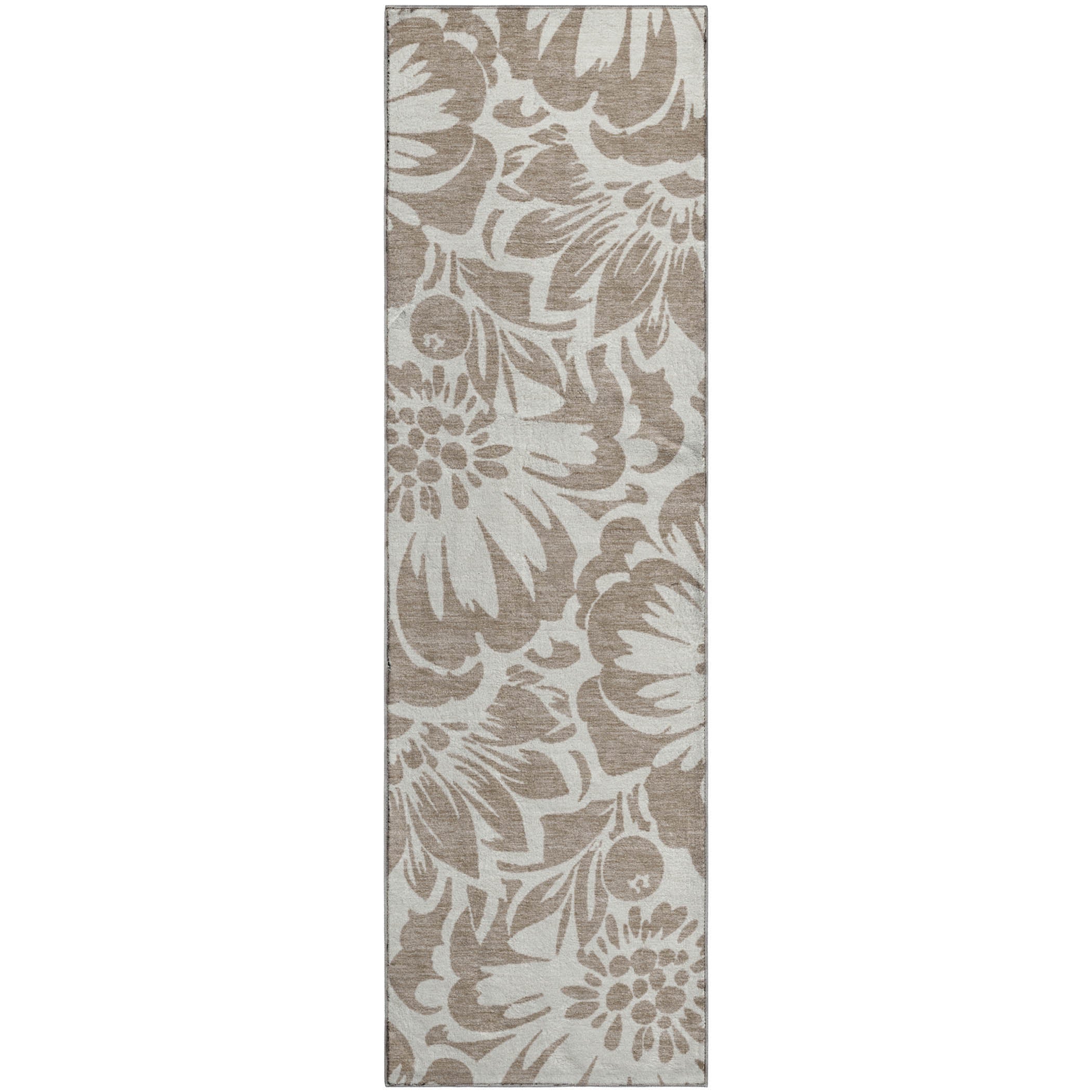 Cartagena Machine Washable Transitional Taupe Brown Rug 2'3" x 7'6" #shape_Runner