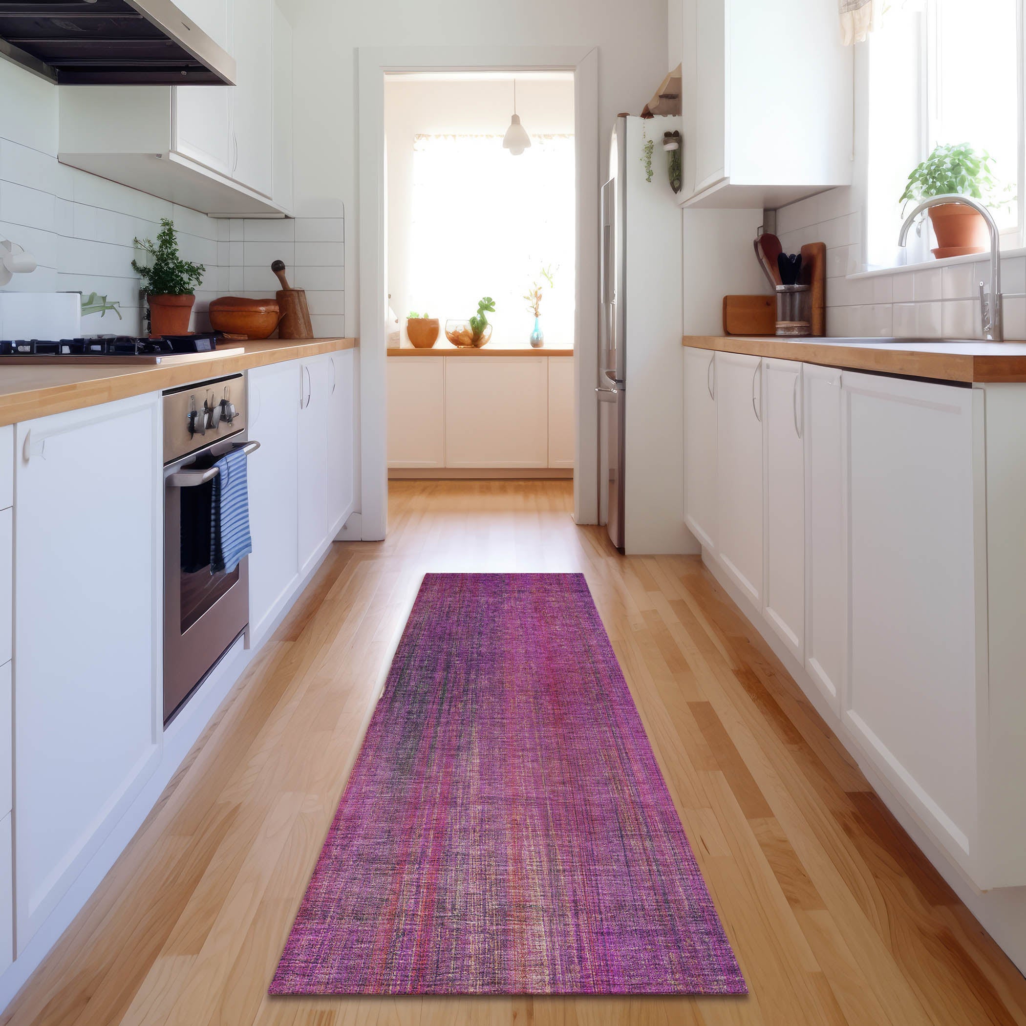 Budapest Machine Washable Transitional Lilac Purple Rug 2'3" x 7'6" #shape_Runner