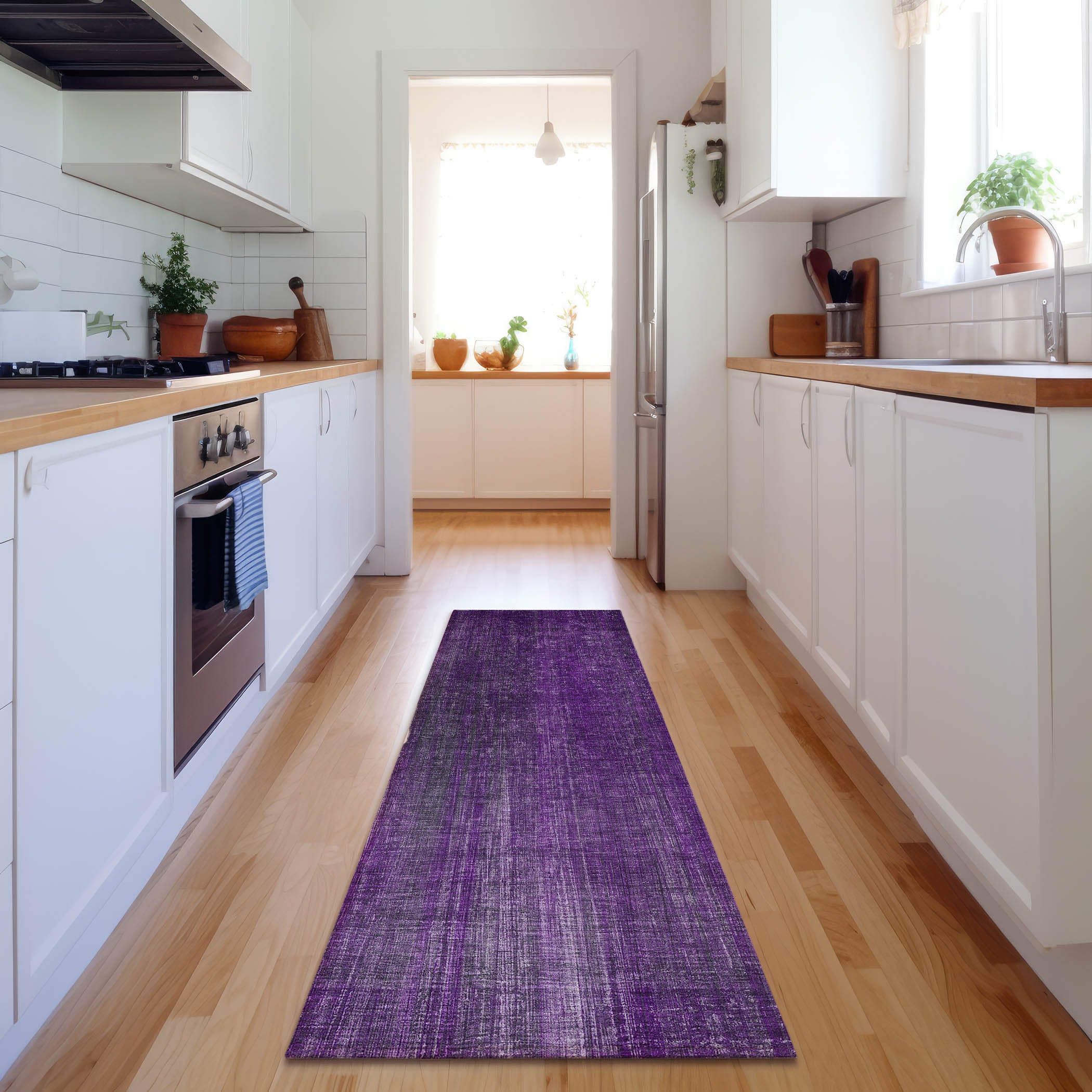 Budapest Machine Washable Transitional Purple Rug 2'3" x 7'6" #shape_Runner
