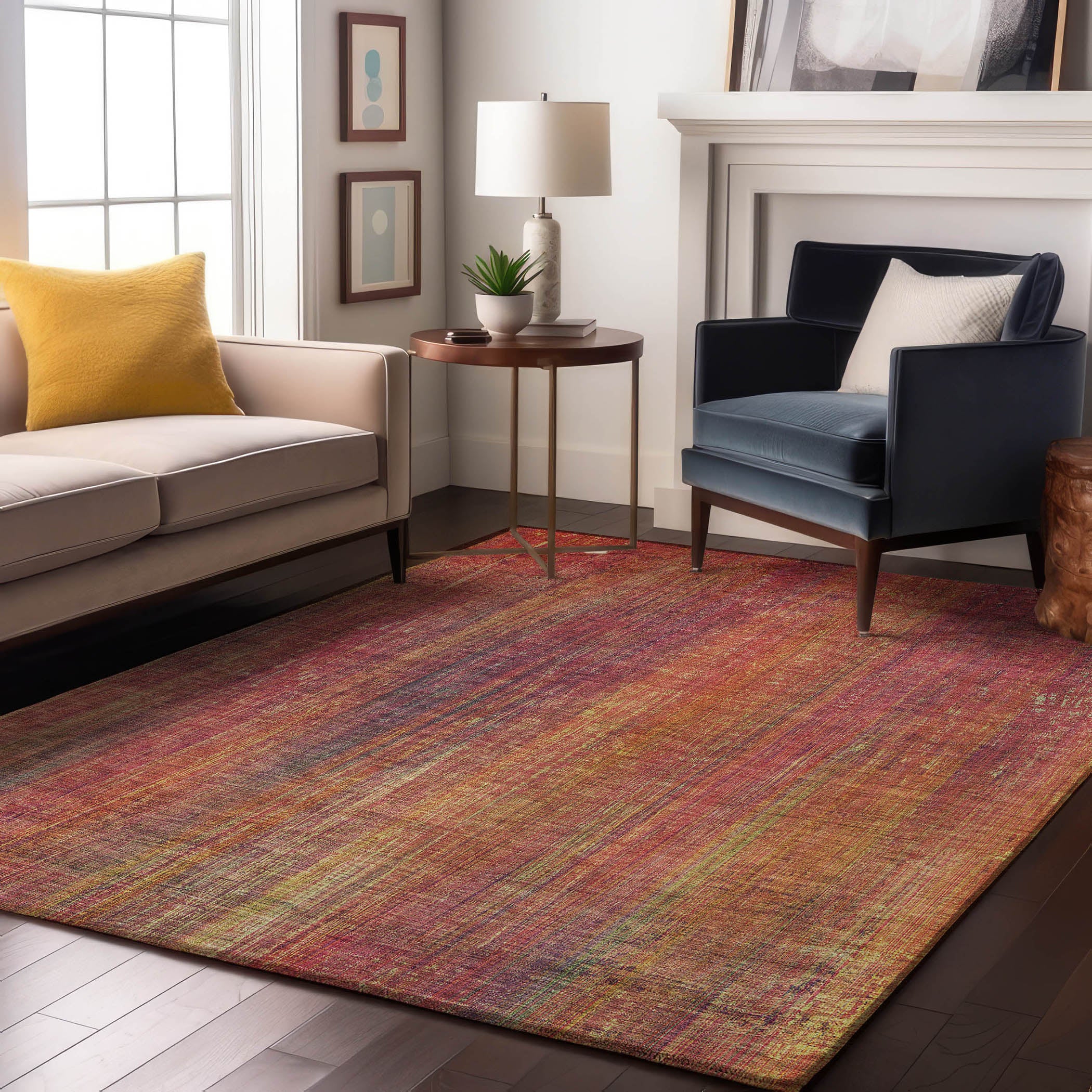 Budapest Machine Washable Transitional Red Rug 2'6" x 3'10" #shape_Rectangle