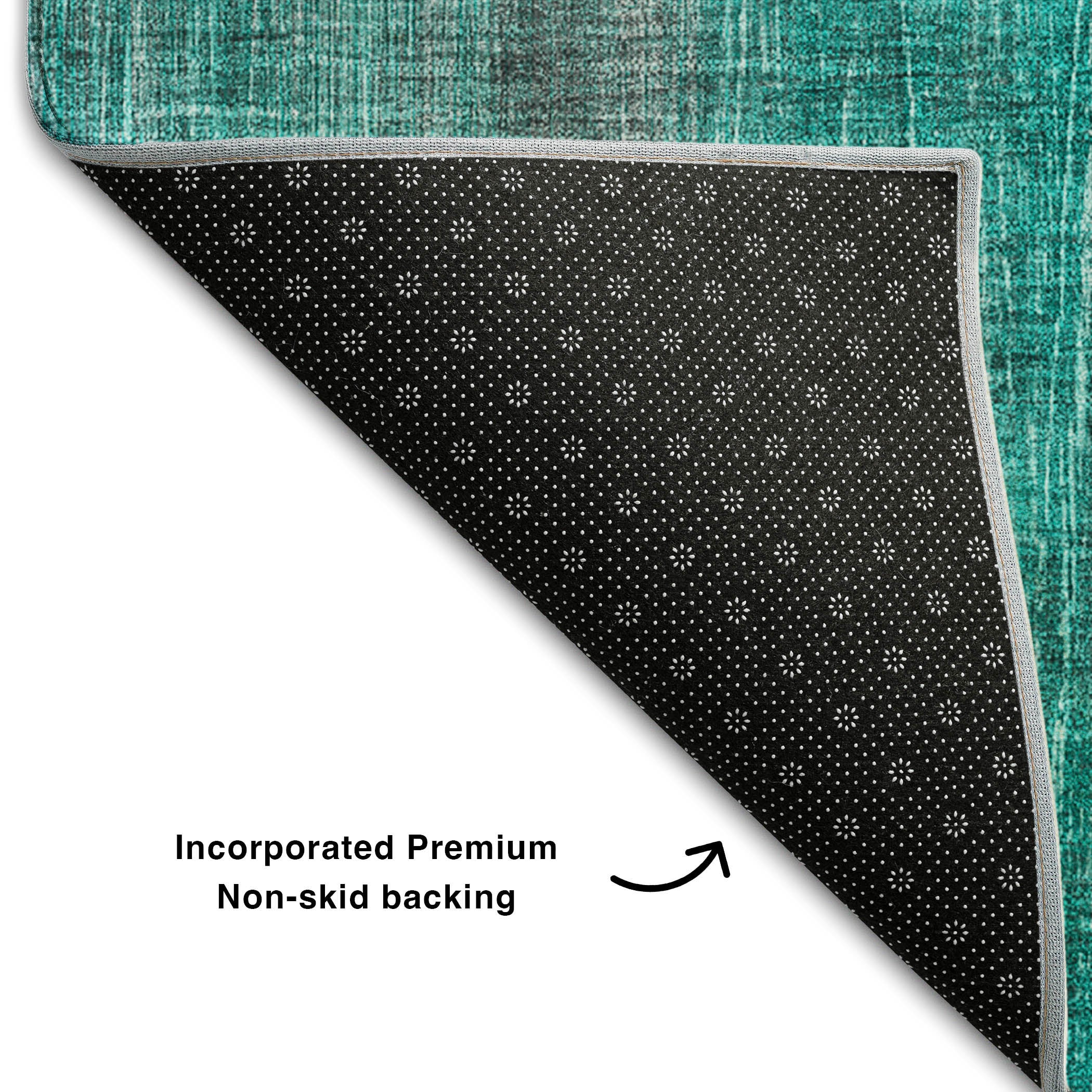 Budapest Machine Washable Transitional Teal Rug 1'8" x 2'6" #shape_Rectangle