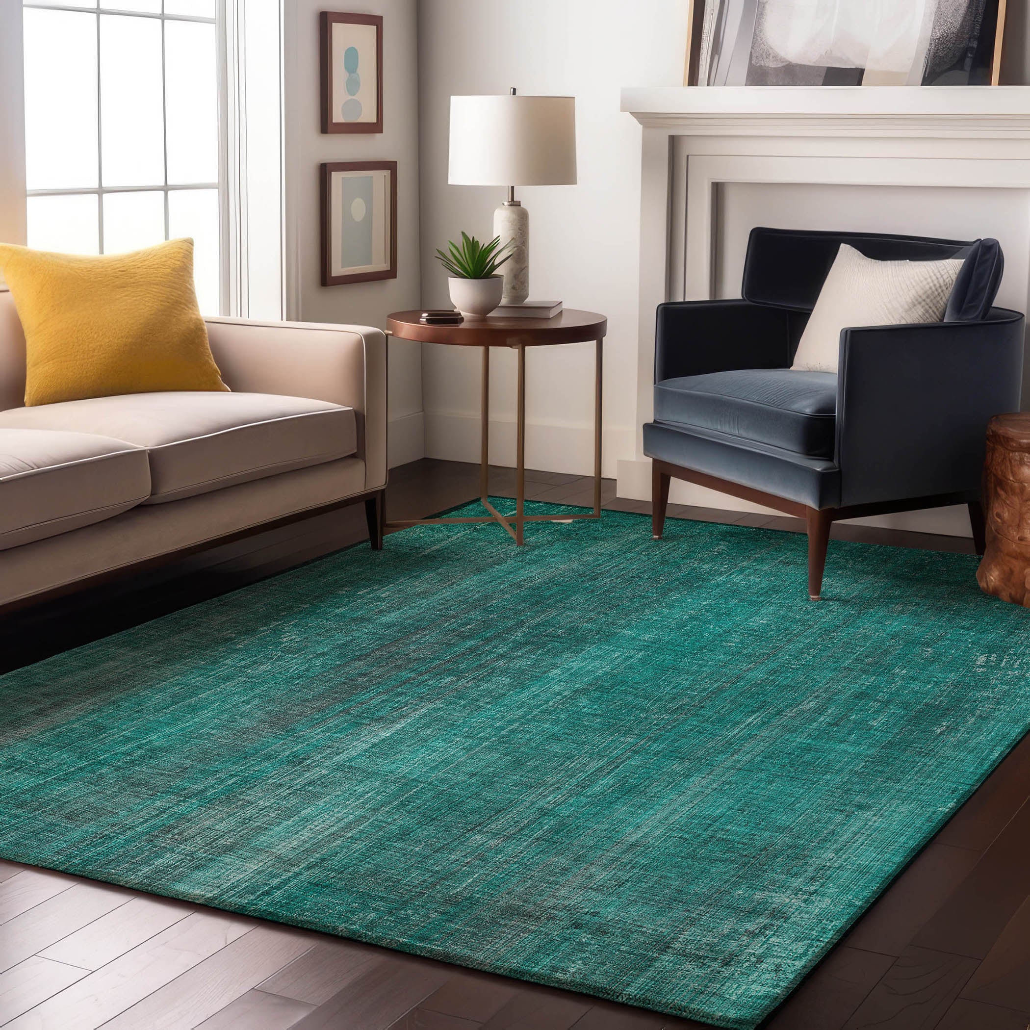 Budapest Machine Washable Transitional Teal Rug 2'6" x 3'10" #shape_Rectangle