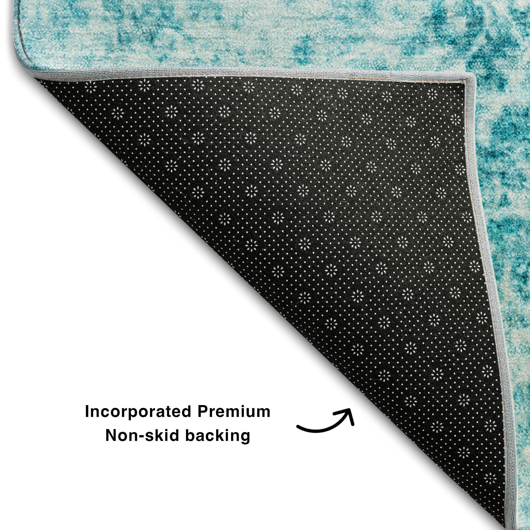 Santorini Machine Washable Transitional Teal Rug 1'8" x 2'6" #shape_Rectangle