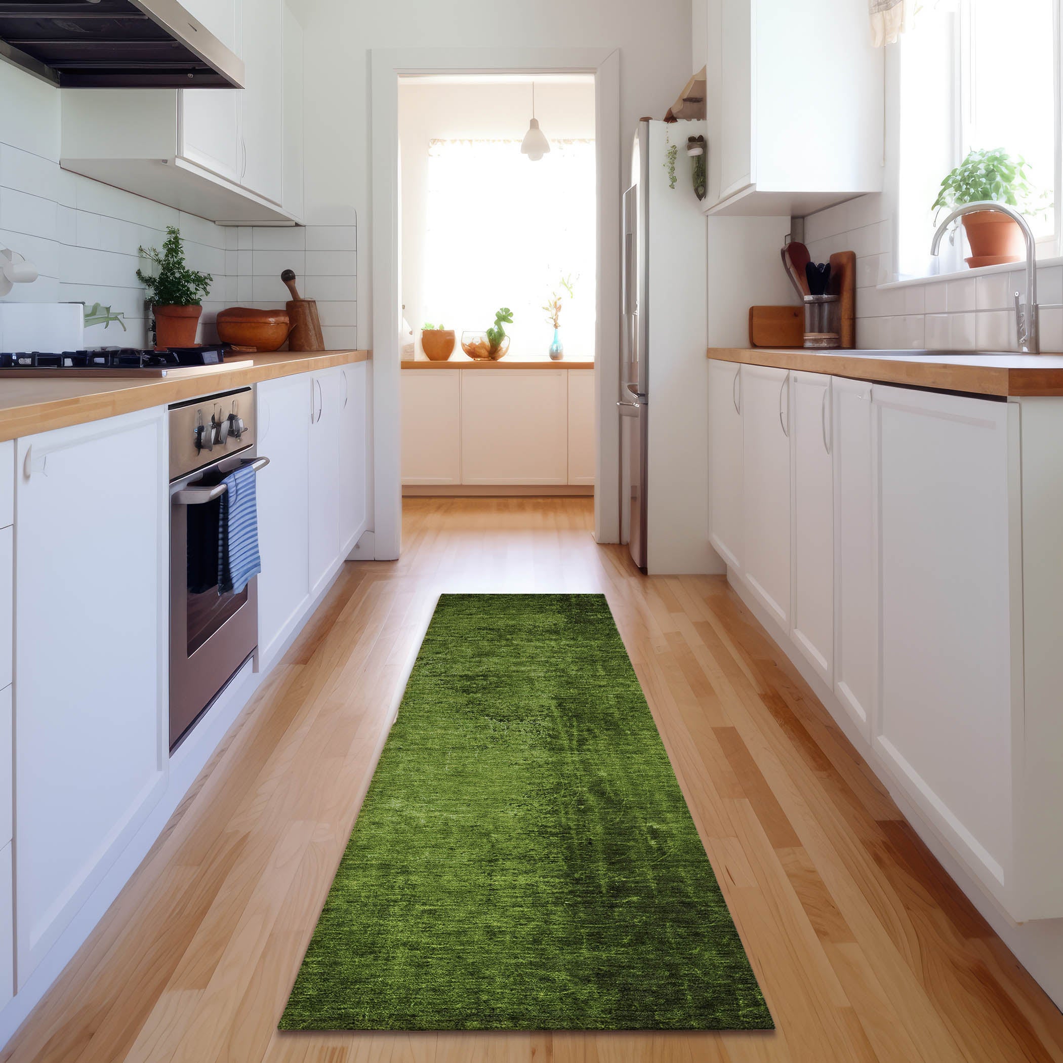 Jaipur Machine Washable Transitional Green Rug 2'3" x 7'6" #shape_Runner
