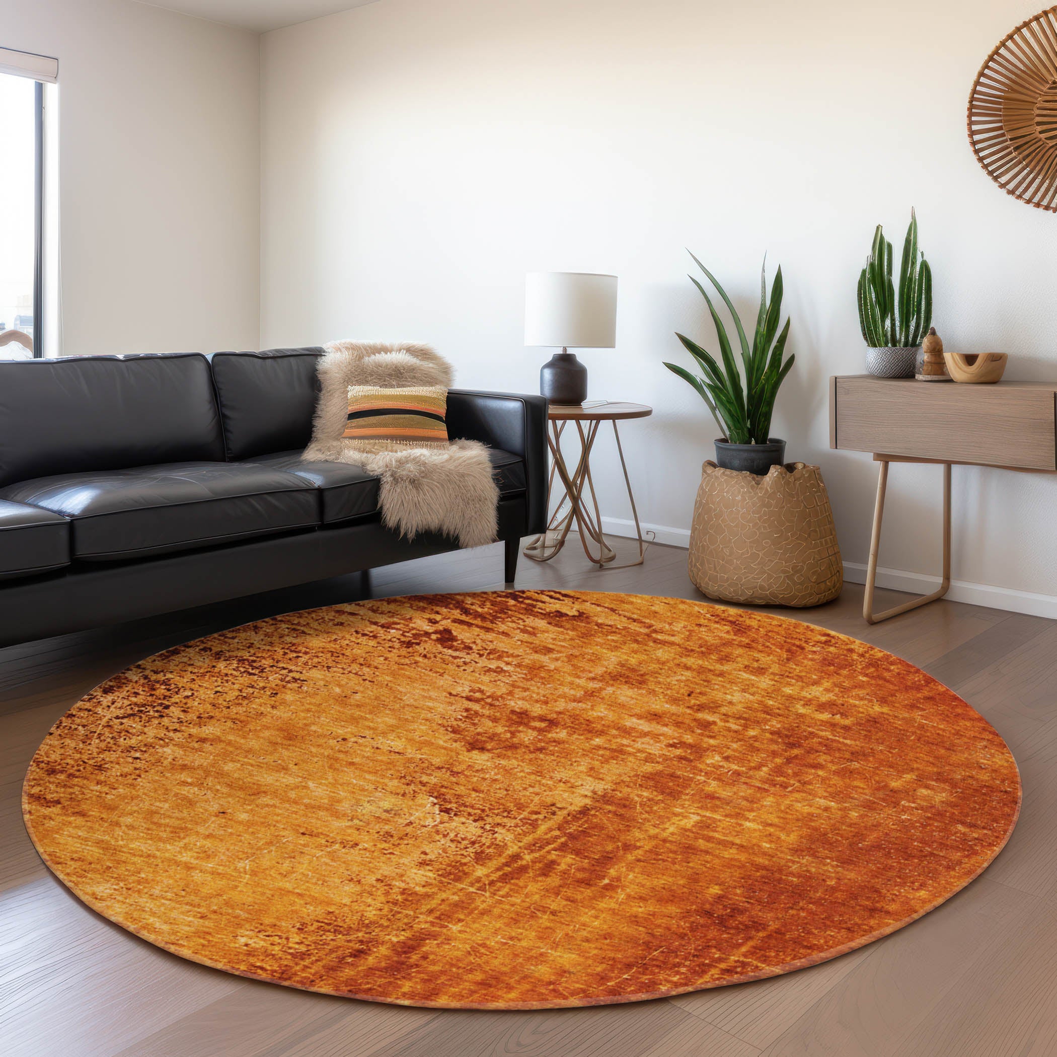 Jaipur Machine Washable Transitional Paprika Orange Rug 8' x 8' #shape_Round