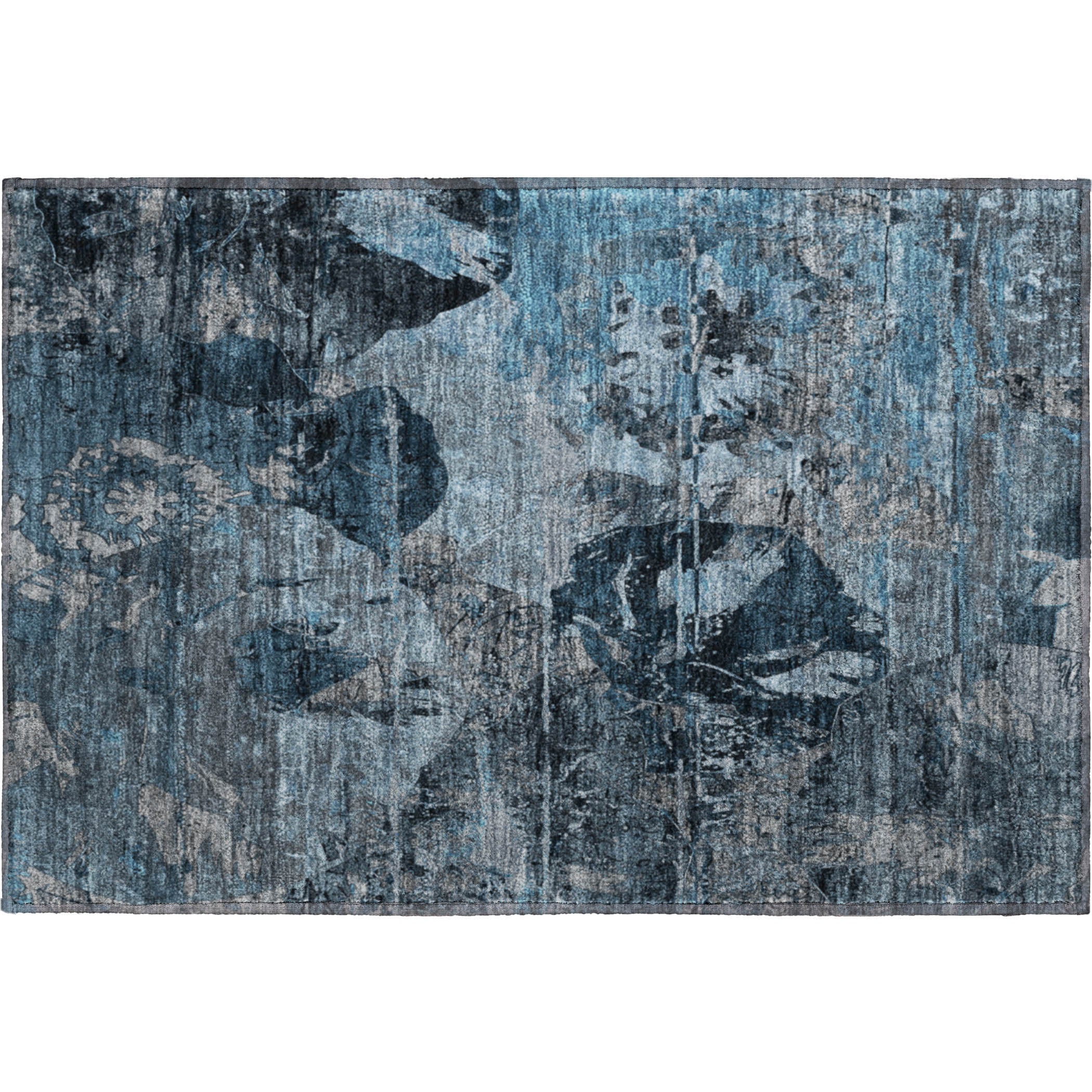 Dublin Machine Washable Transitional Denim Blue Rug 1'8" x 2'6" #shape_Rectangle