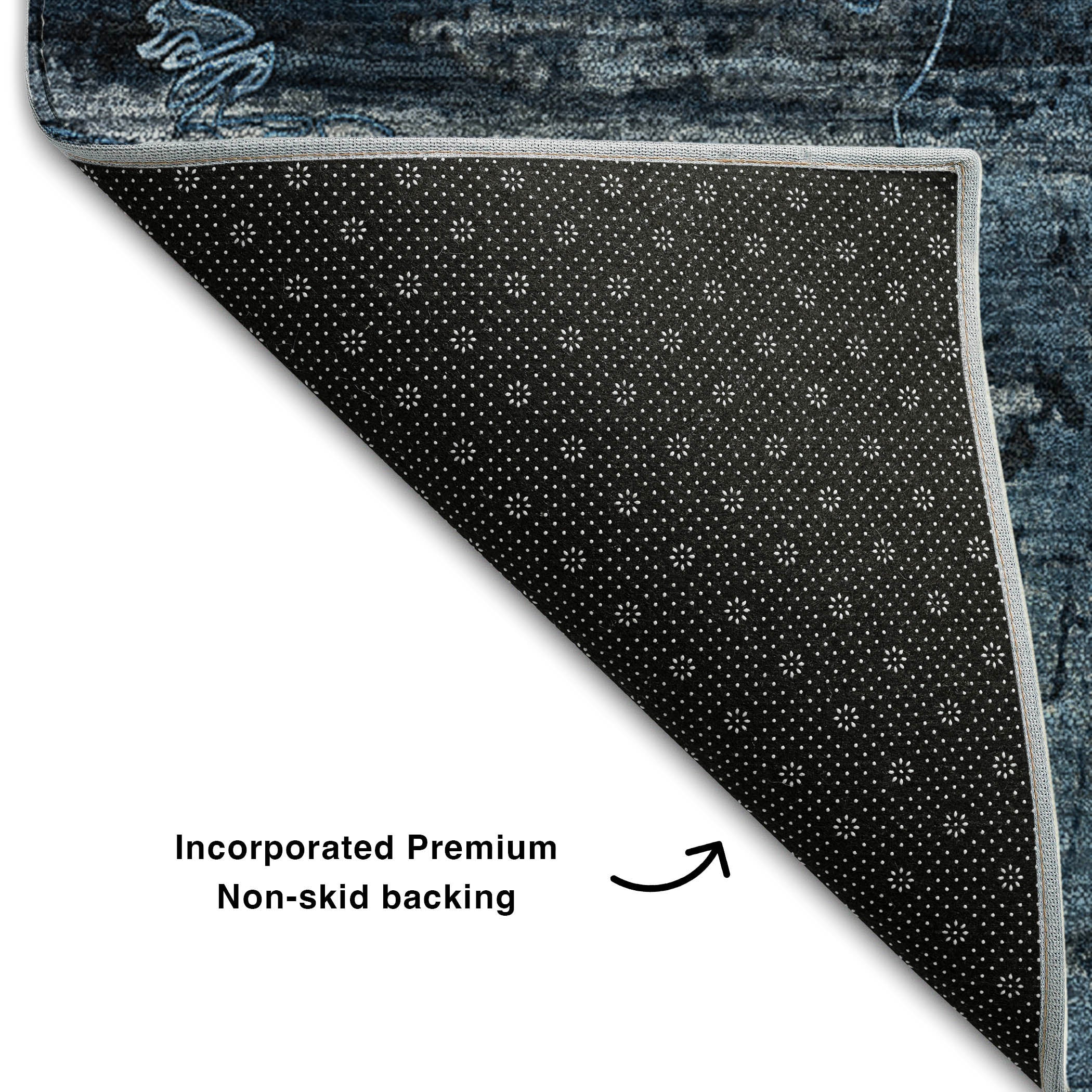 Dublin Machine Washable Transitional Denim Blue Rug 1'8" x 2'6" #shape_Rectangle
