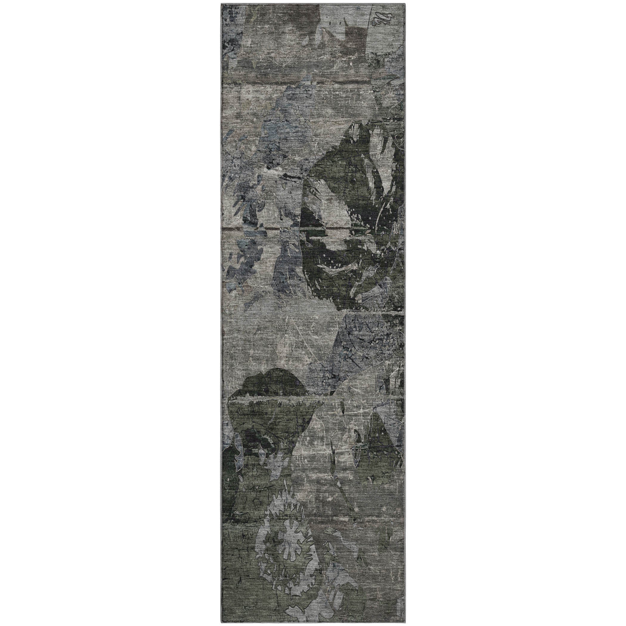 Dublin Machine Washable Transitional Gray Rug 2'3" x 7'6" #shape_Runner