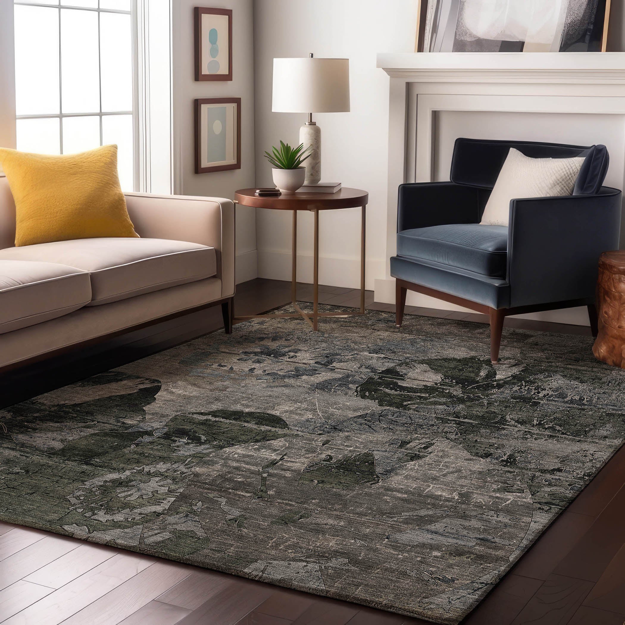 Dublin Machine Washable Transitional Gray Rug 2'6" x 3'10" #shape_Rectangle