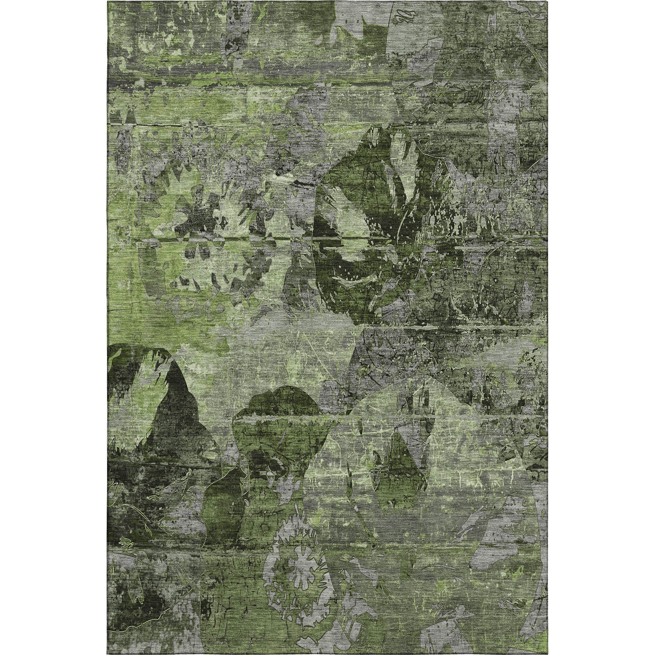 Dublin Machine Washable Transitional Green Rug 2'6" x 3'10" #shape_Rectangle