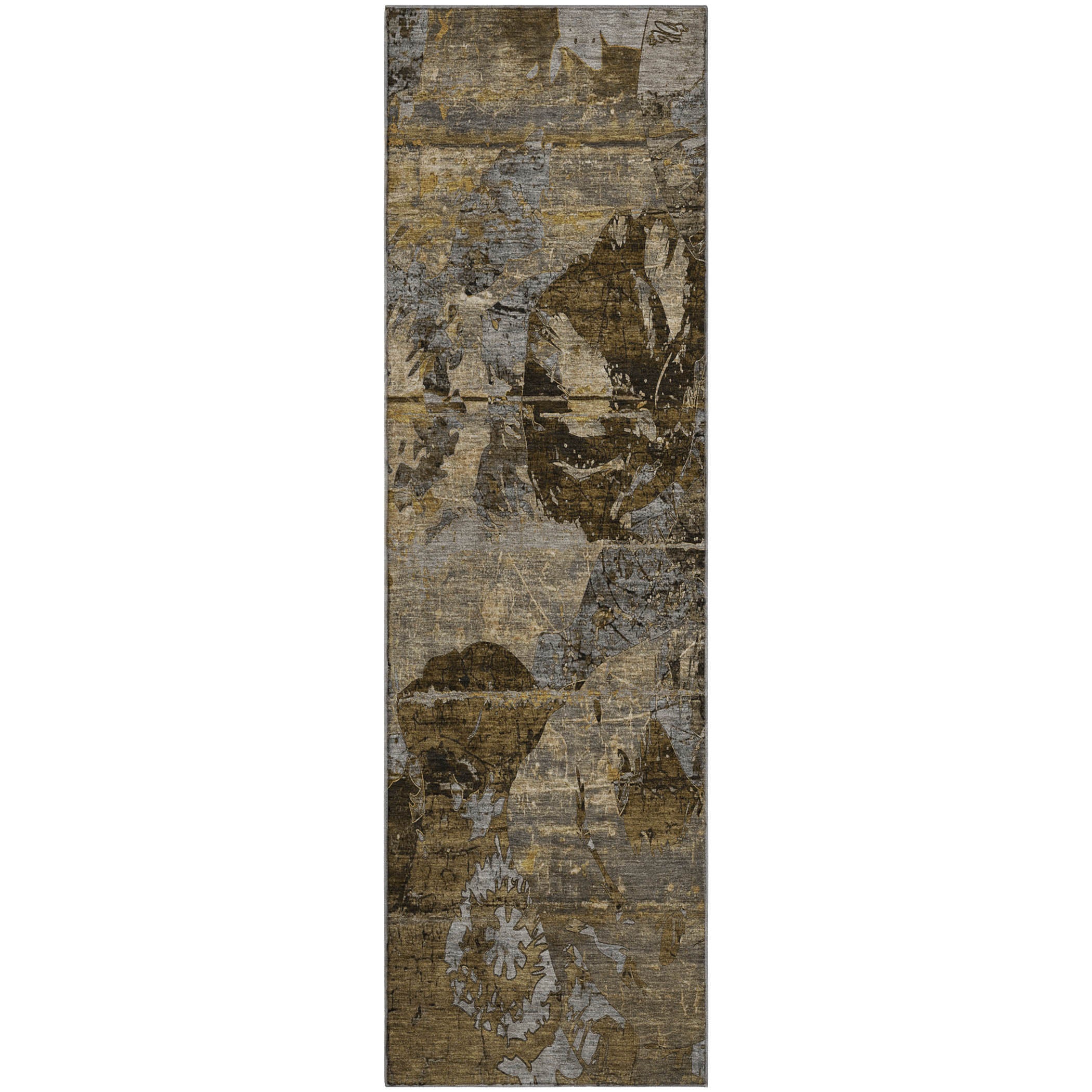 Dublin Machine Washable Transitional Mocha Brown Rug 2'3" x 7'6" #shape_Runner