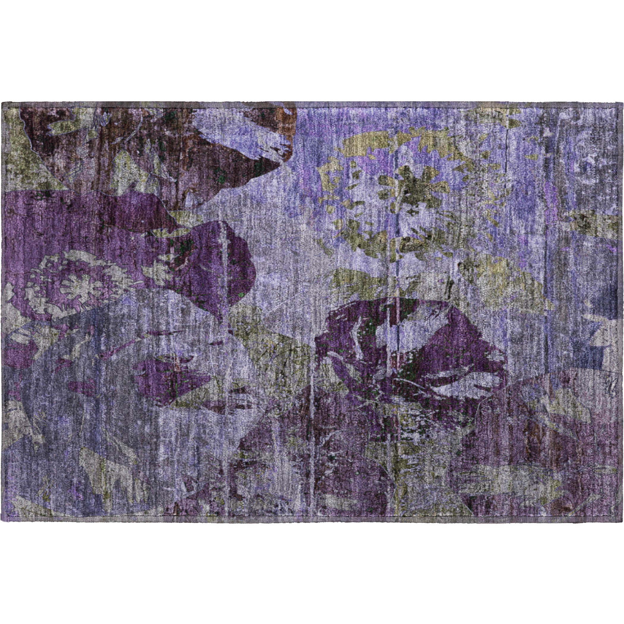 Dublin Machine Washable Transitional Purple Rug 1'8" x 2'6" #shape_Rectangle