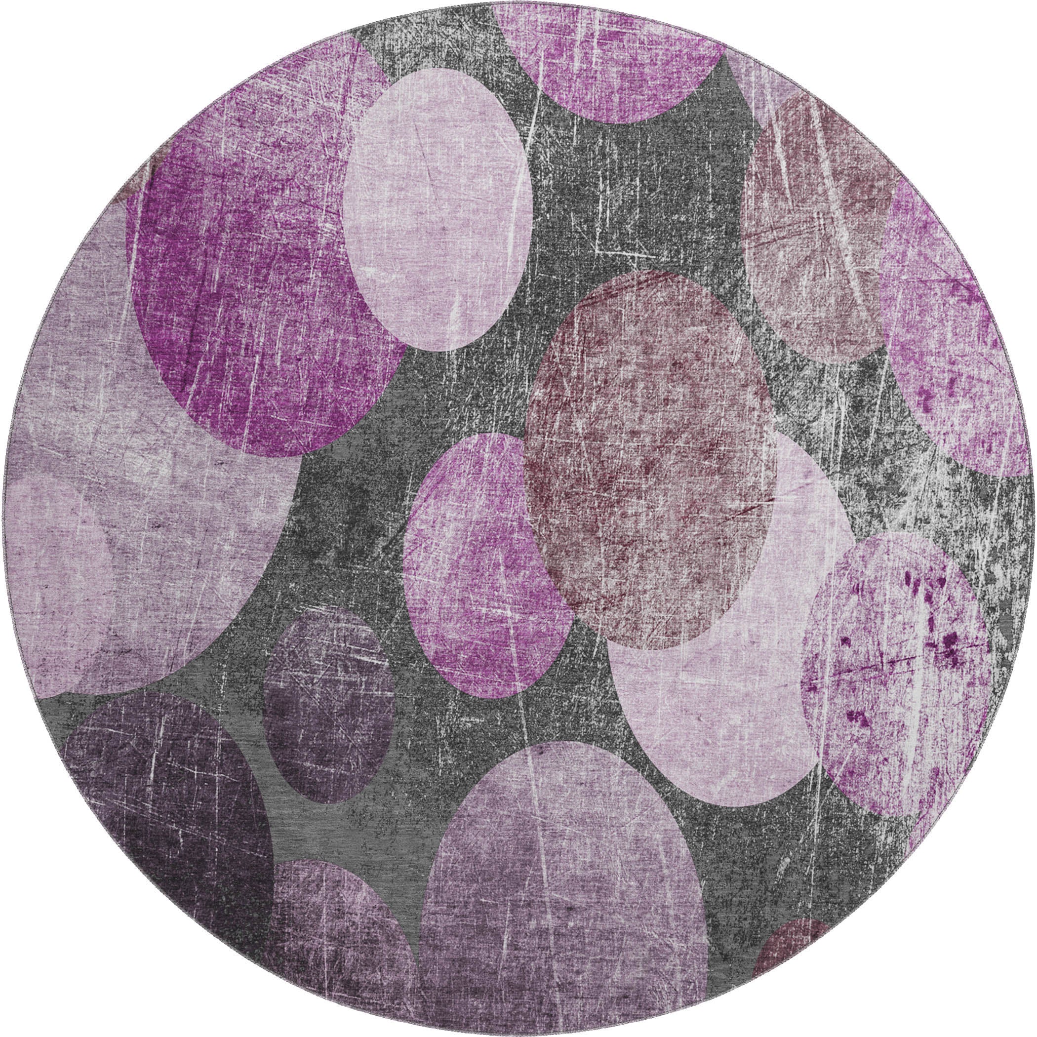 Hoi An Machine Washable Transitional Garnet Red Rug 8' x 8' #shape_Round