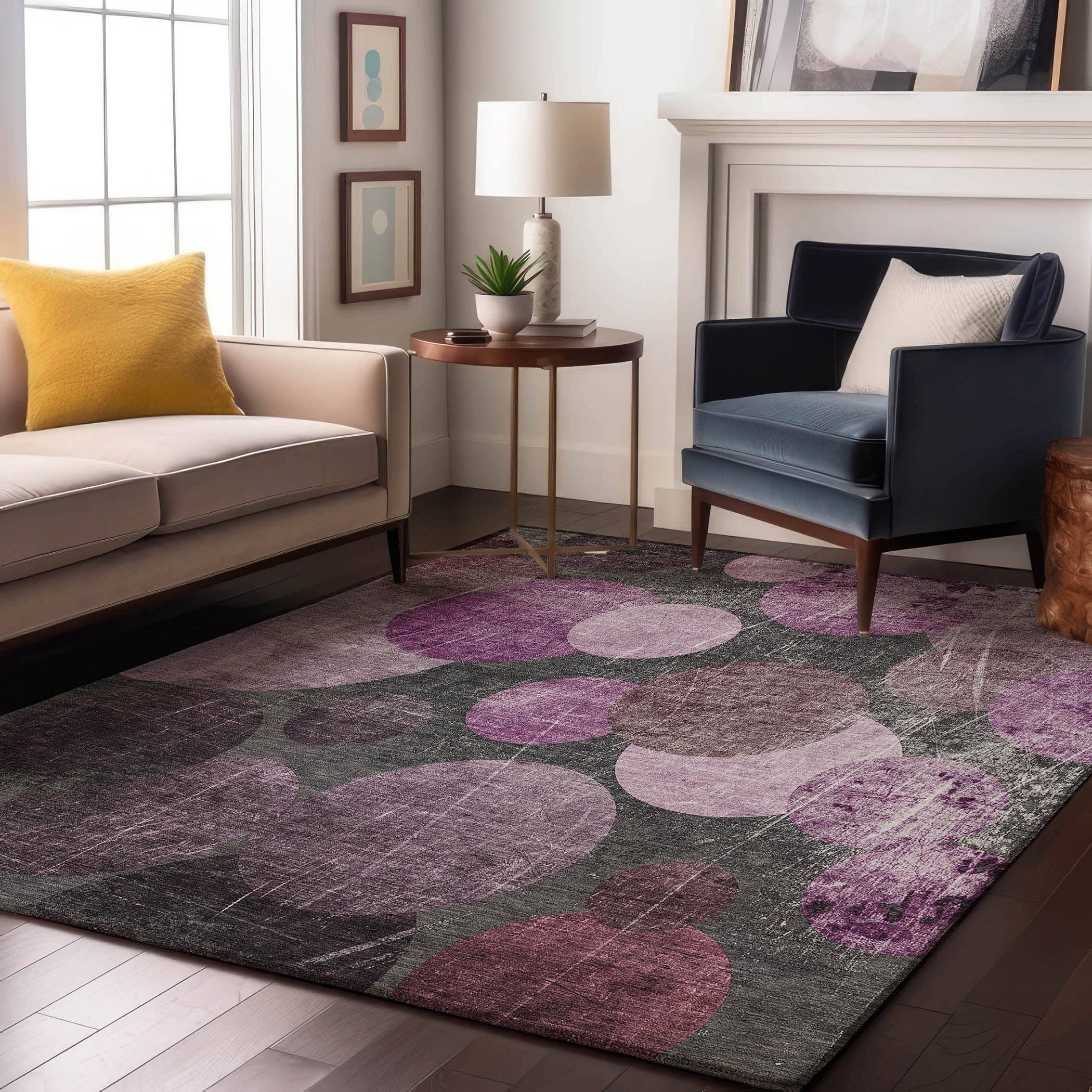 Hoi An Machine Washable Transitional Garnet Red Rug 2'6" x 3'10" #shape_Rectangle
