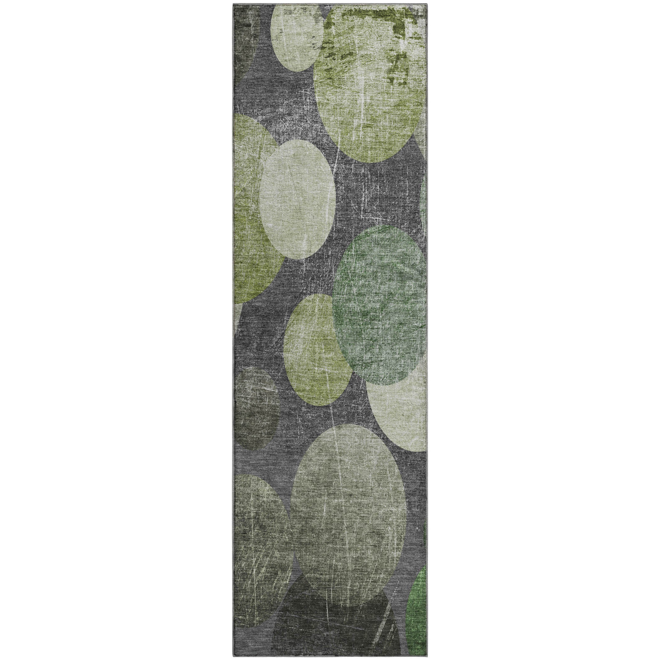 Hoi An Machine Washable Transitional Green Rug 2'3" x 7'6" #shape_Runner