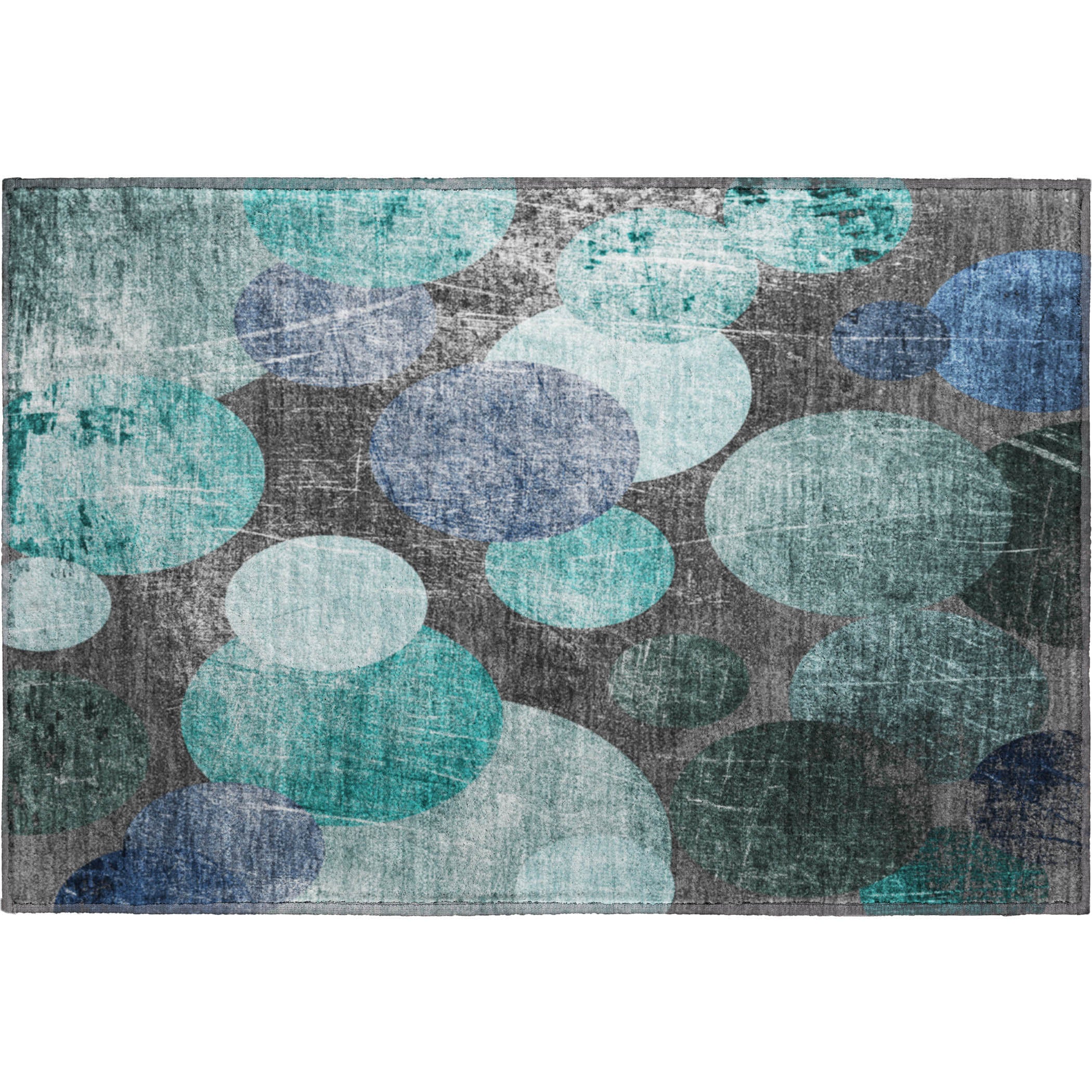 Hoi An Machine Washable Transitional Teal Rug 1'8" x 2'6" #shape_Rectangle