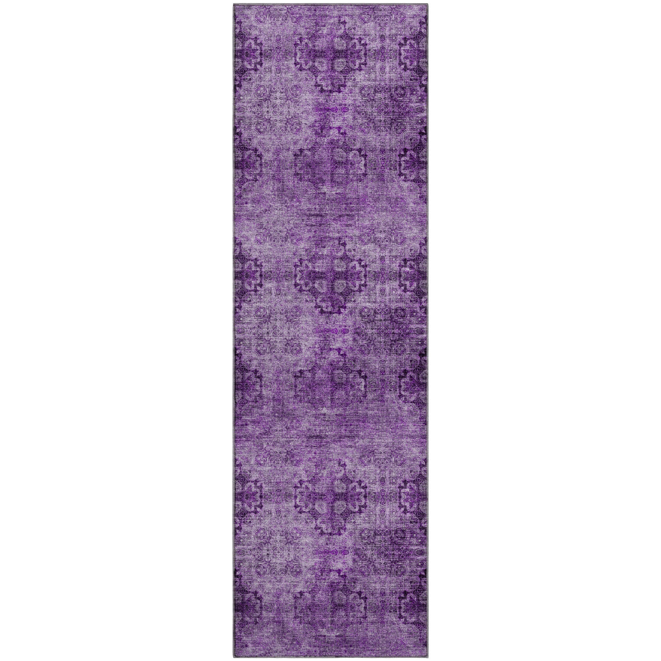 Mostar Machine Washable Transitional Eggplant Purple Rug 2'3" x 7'6" #shape_Runner