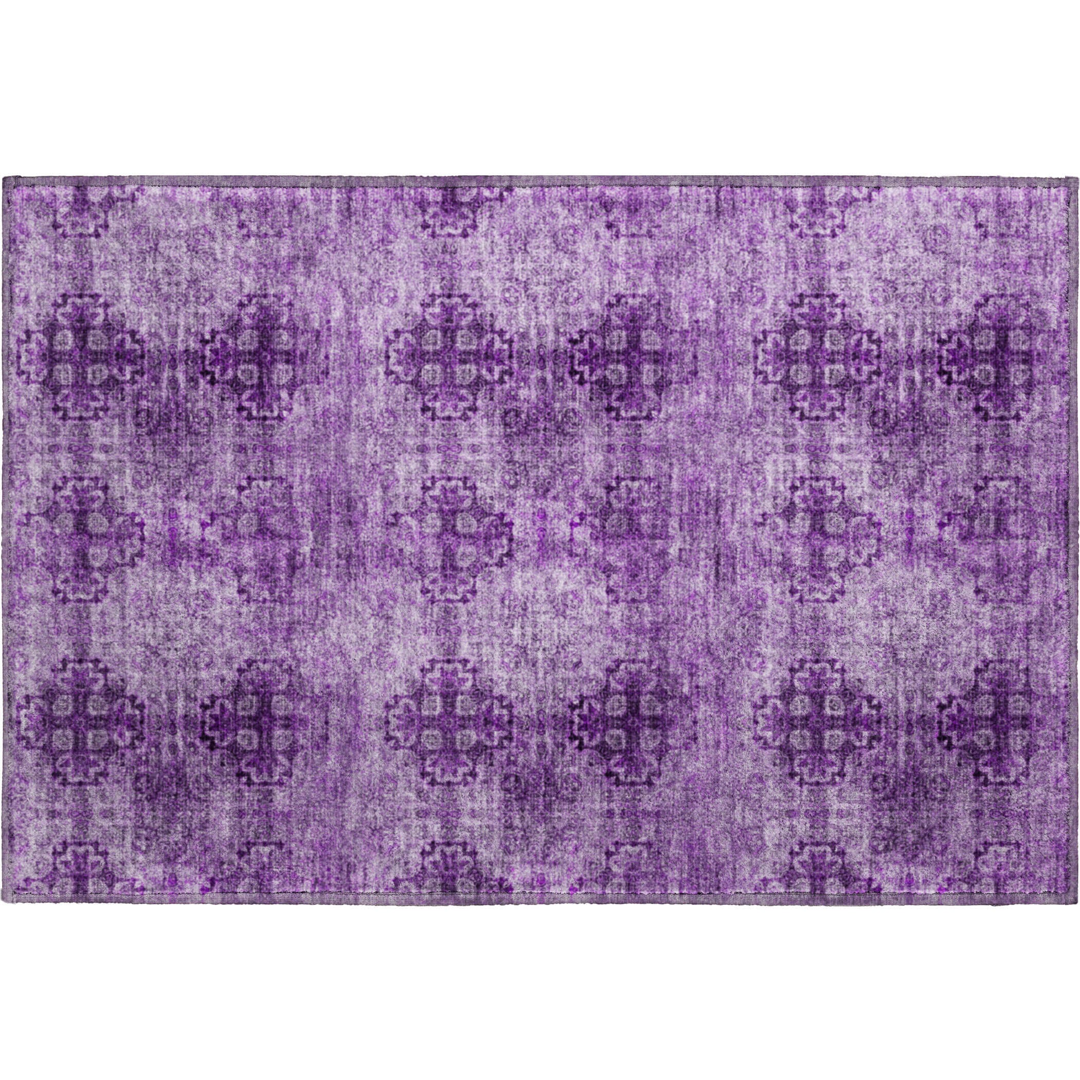 Mostar Machine Washable Transitional Eggplant Purple Rug 1'8" x 2'6" #shape_Rectangle