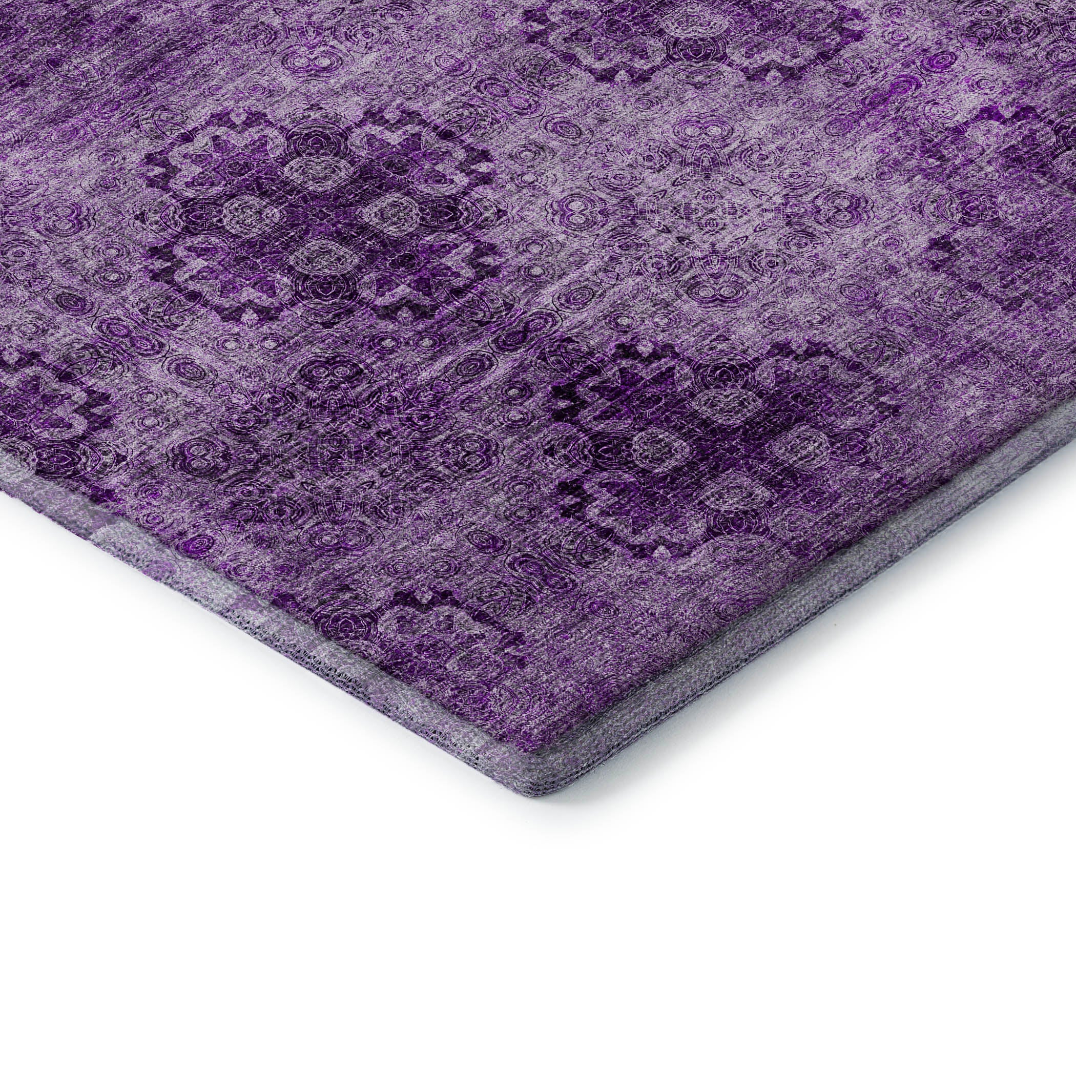 Mostar Machine Washable Transitional Eggplant Purple Rug 1'8" x 2'6" #shape_Rectangle