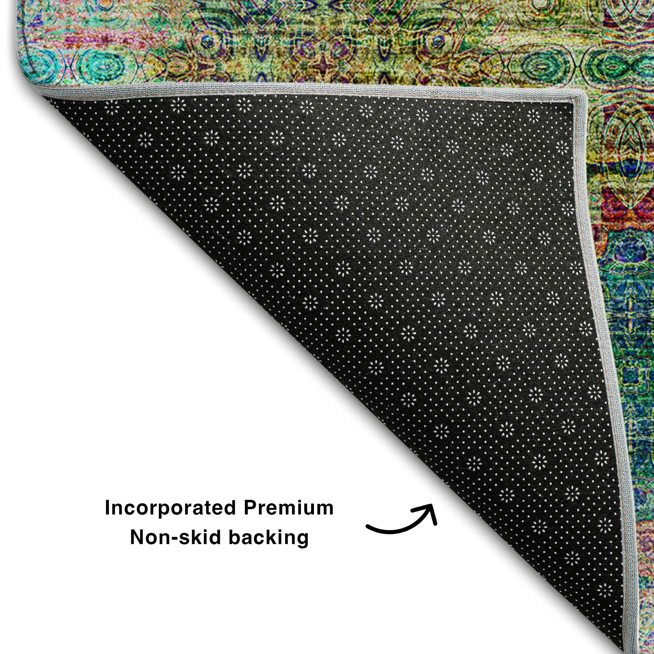 Mostar Machine Washable Transitional Green Rug 1'8" x 2'6" #shape_Rectangle