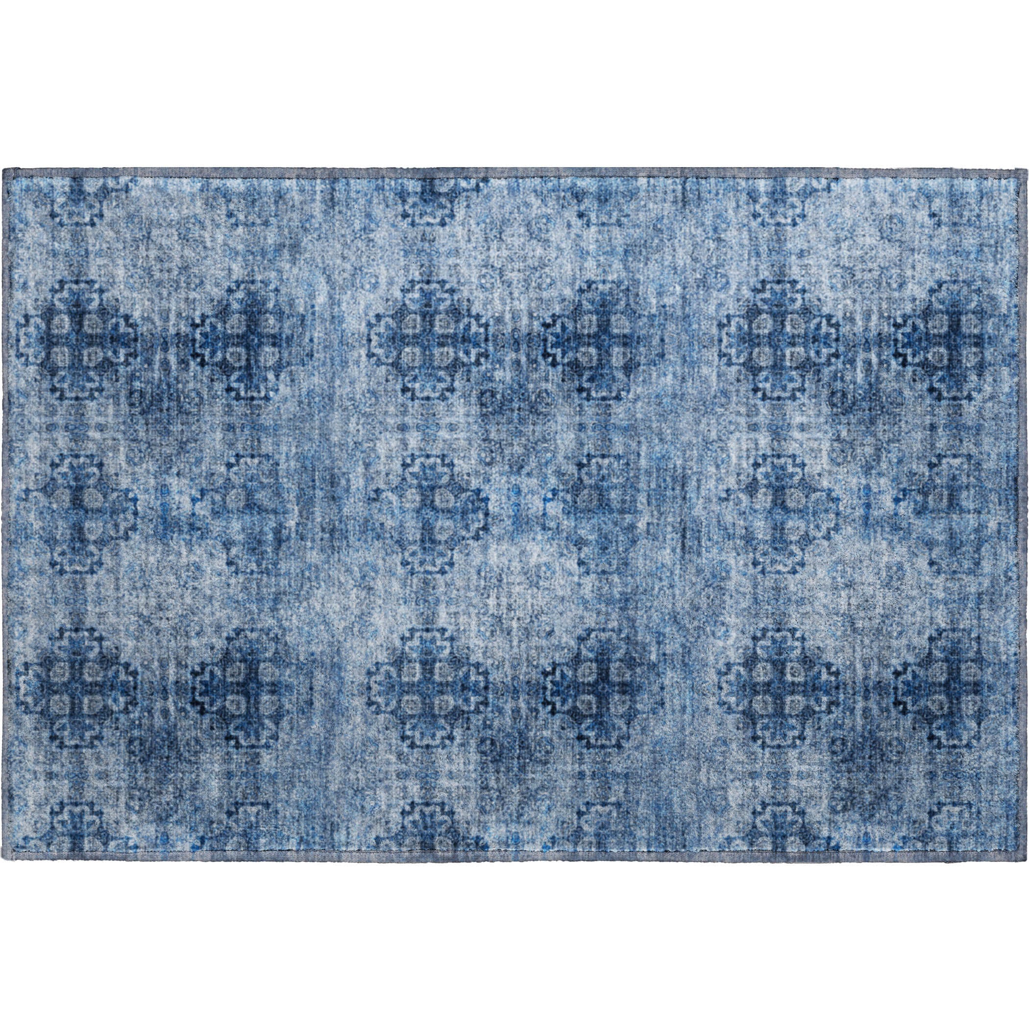Mostar Machine Washable Transitional Navy Blue Rug 1'8" x 2'6" #shape_Rectangle