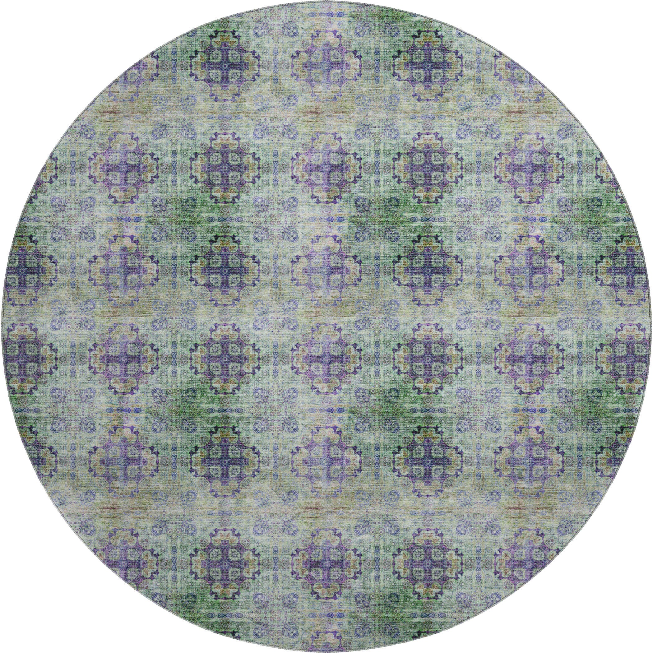 Mostar Machine Washable Transitional Purple Rug 8' x 8' #shape_Round