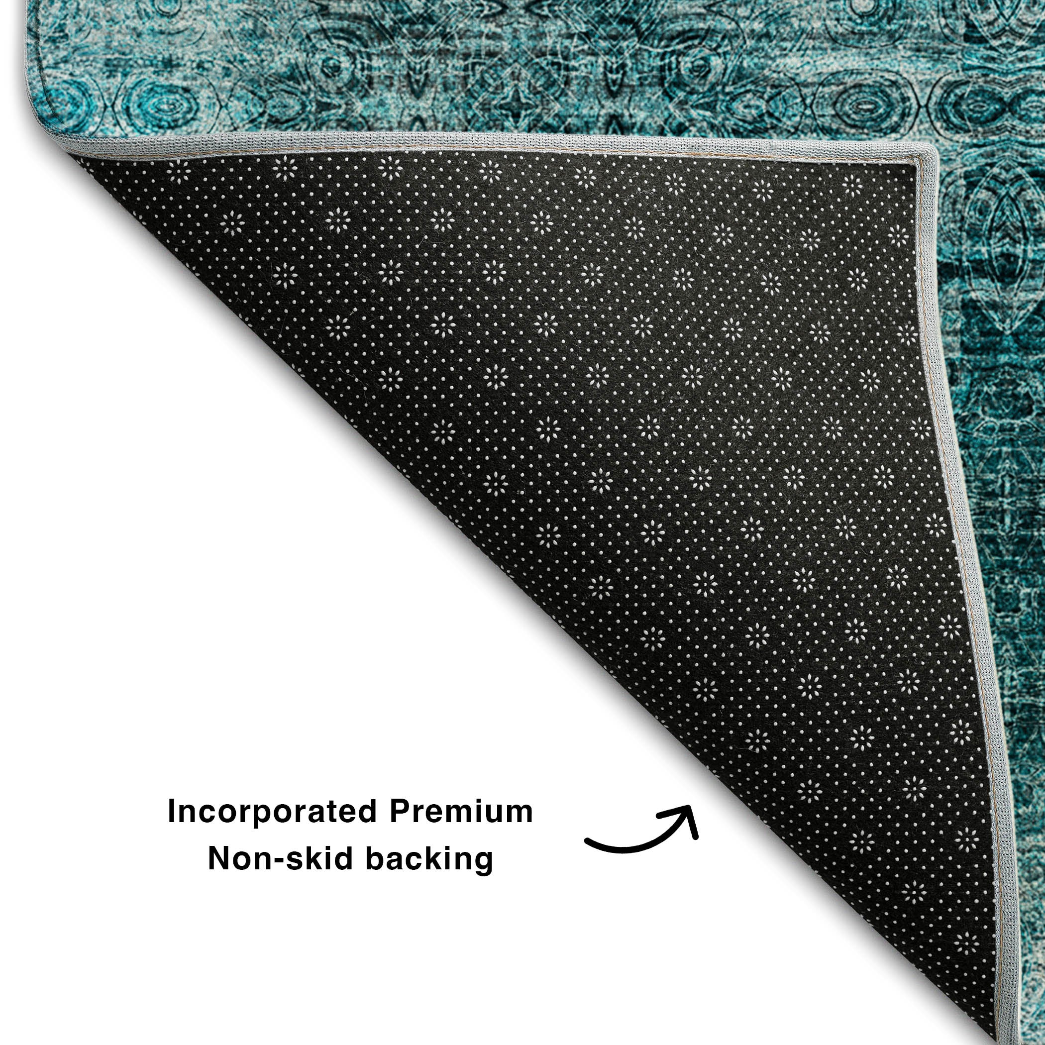 Mostar Machine Washable Transitional Teal Rug 1'8" x 2'6" #shape_Rectangle