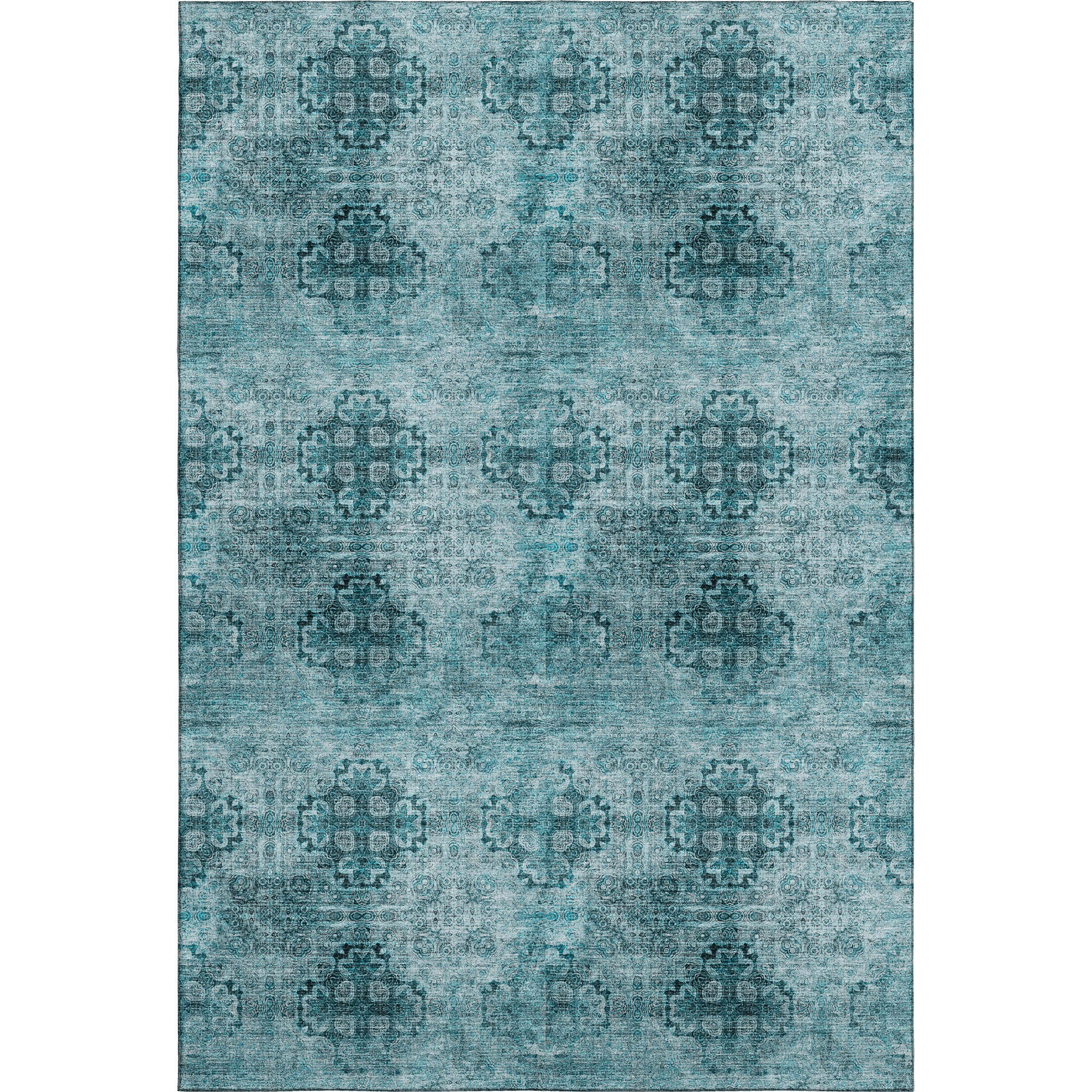 Mostar Machine Washable Transitional Teal Rug 2'6" x 3'10" #shape_Rectangle