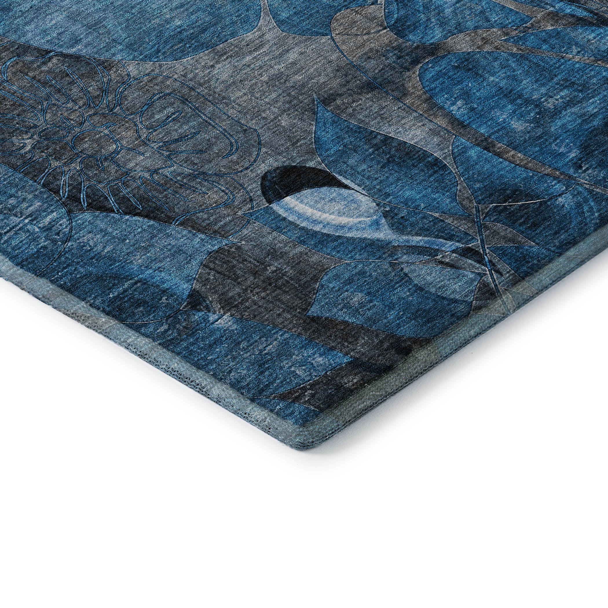 Queenstown Machine Washable Transitional Blue Rug 1'8" x 2'6" #shape_Rectangle