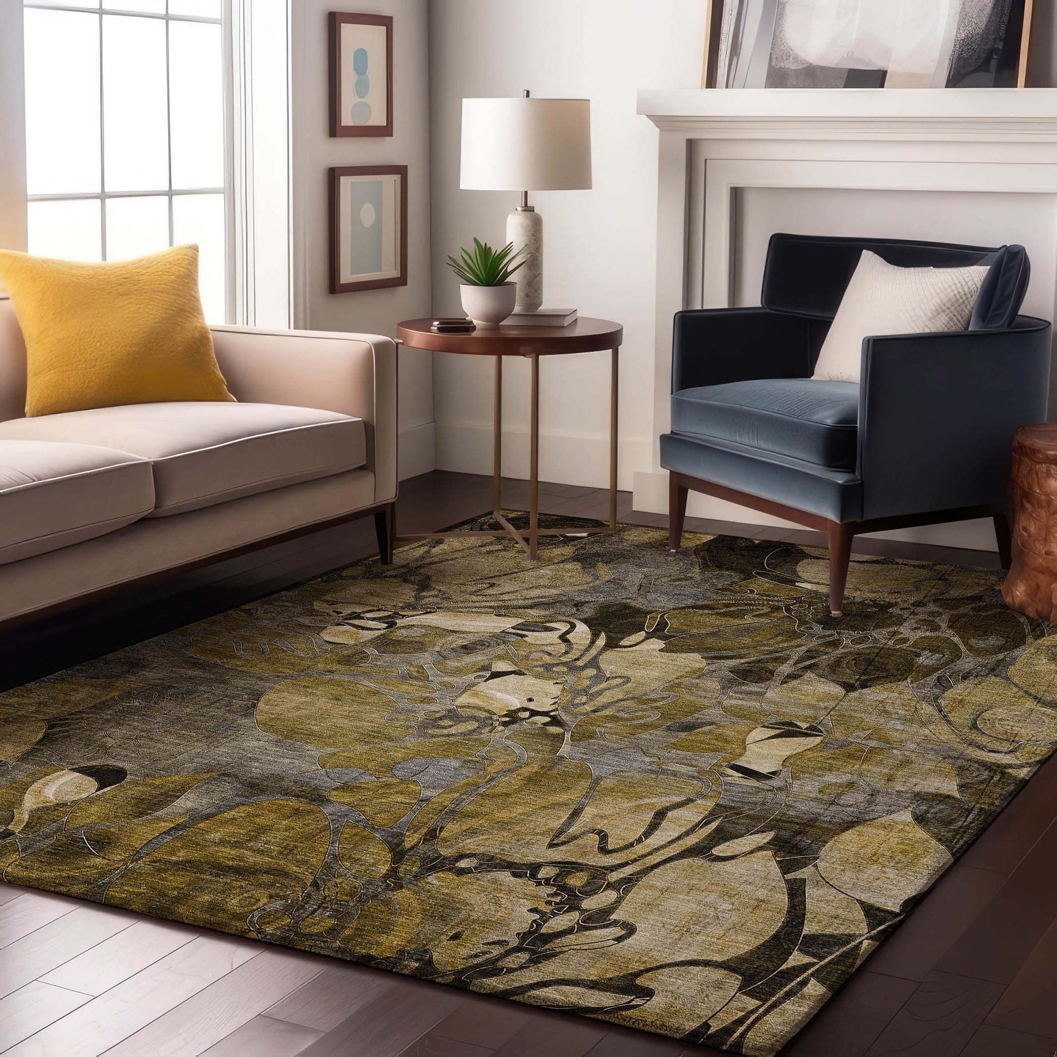 Queenstown Machine Washable Transitional Brown Rug 2'6" x 3'10" #shape_Rectangle