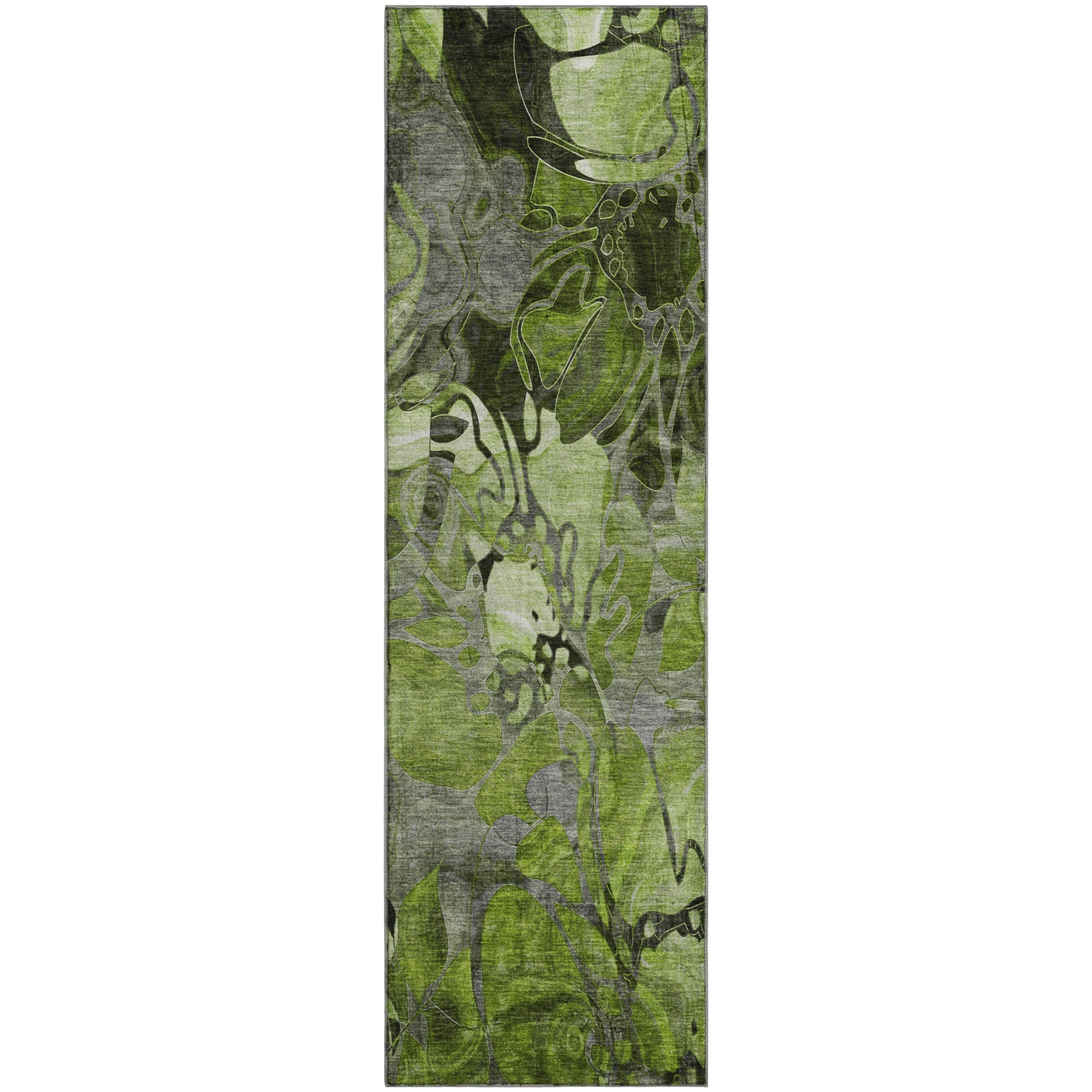 Queenstown Machine Washable Transitional Fern Green Rug 2'3" x 7'6" #shape_Runner