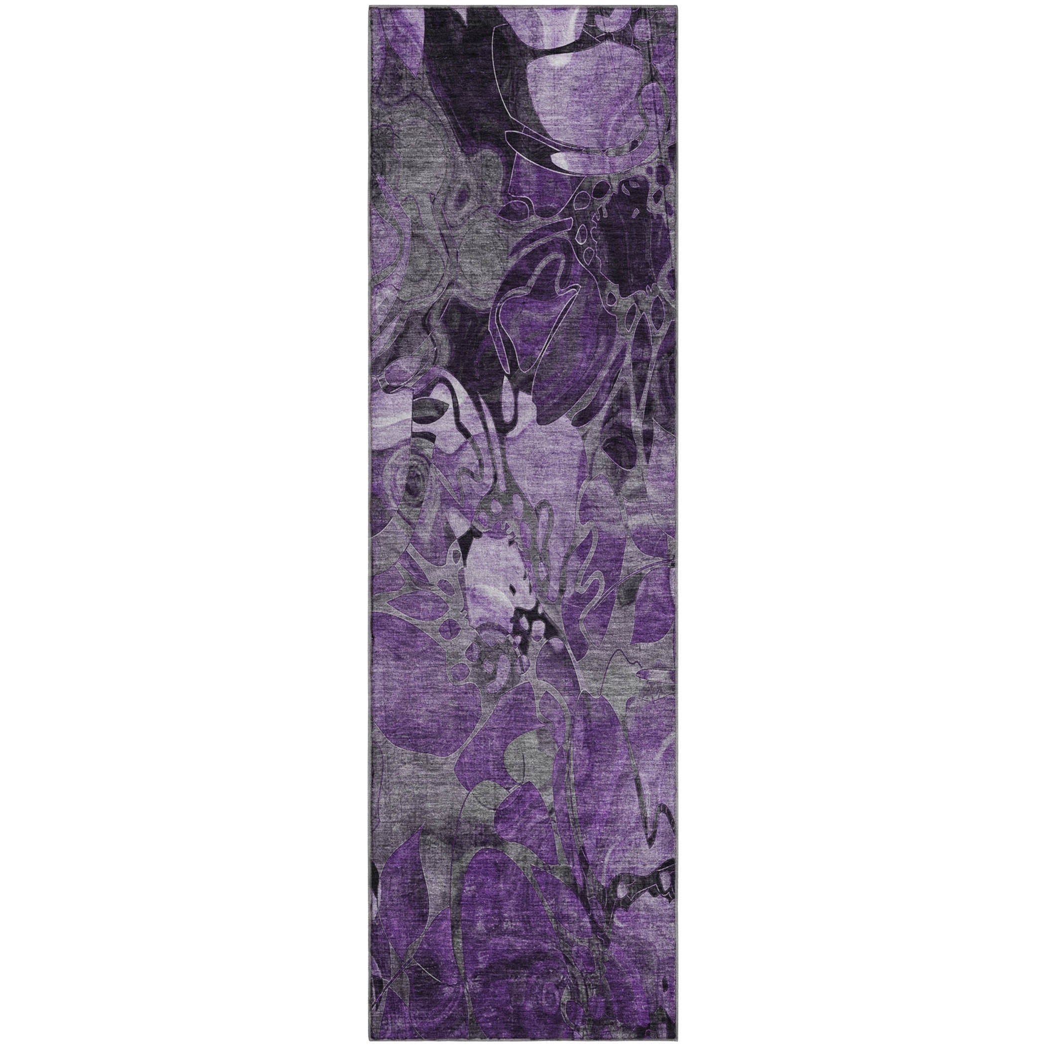 Queenstown Machine Washable Transitional Purple Rug 2'3" x 7'6" #shape_Runner