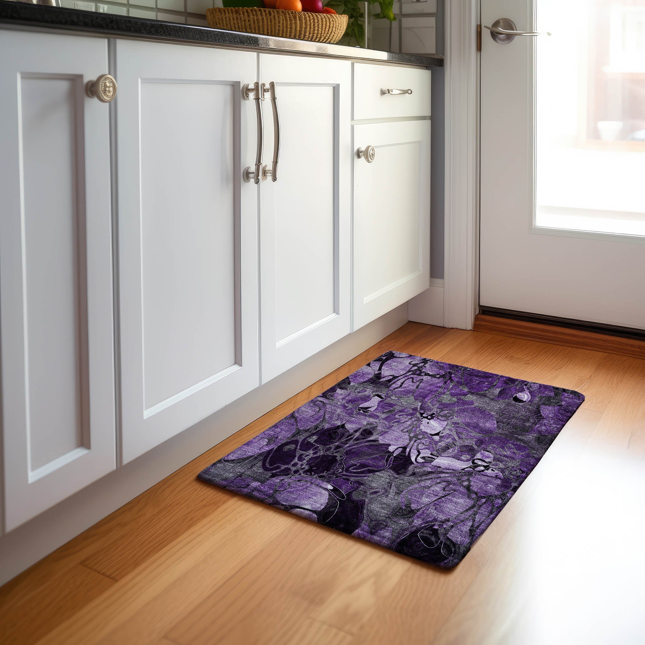 Queenstown Machine Washable Transitional Purple Rug 1'8" x 2'6" #shape_Rectangle