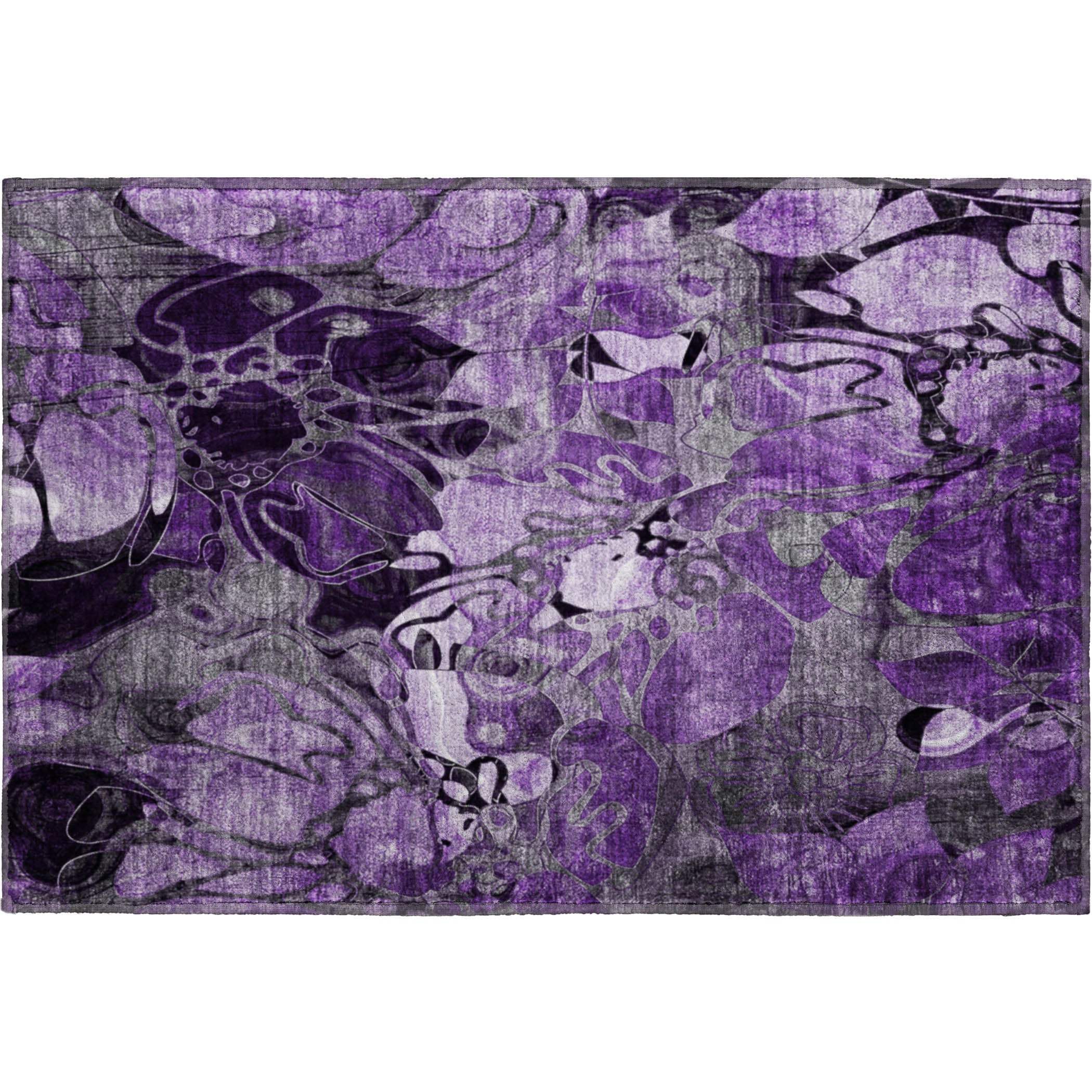 Queenstown Machine Washable Transitional Purple Rug 1'8" x 2'6" #shape_Rectangle