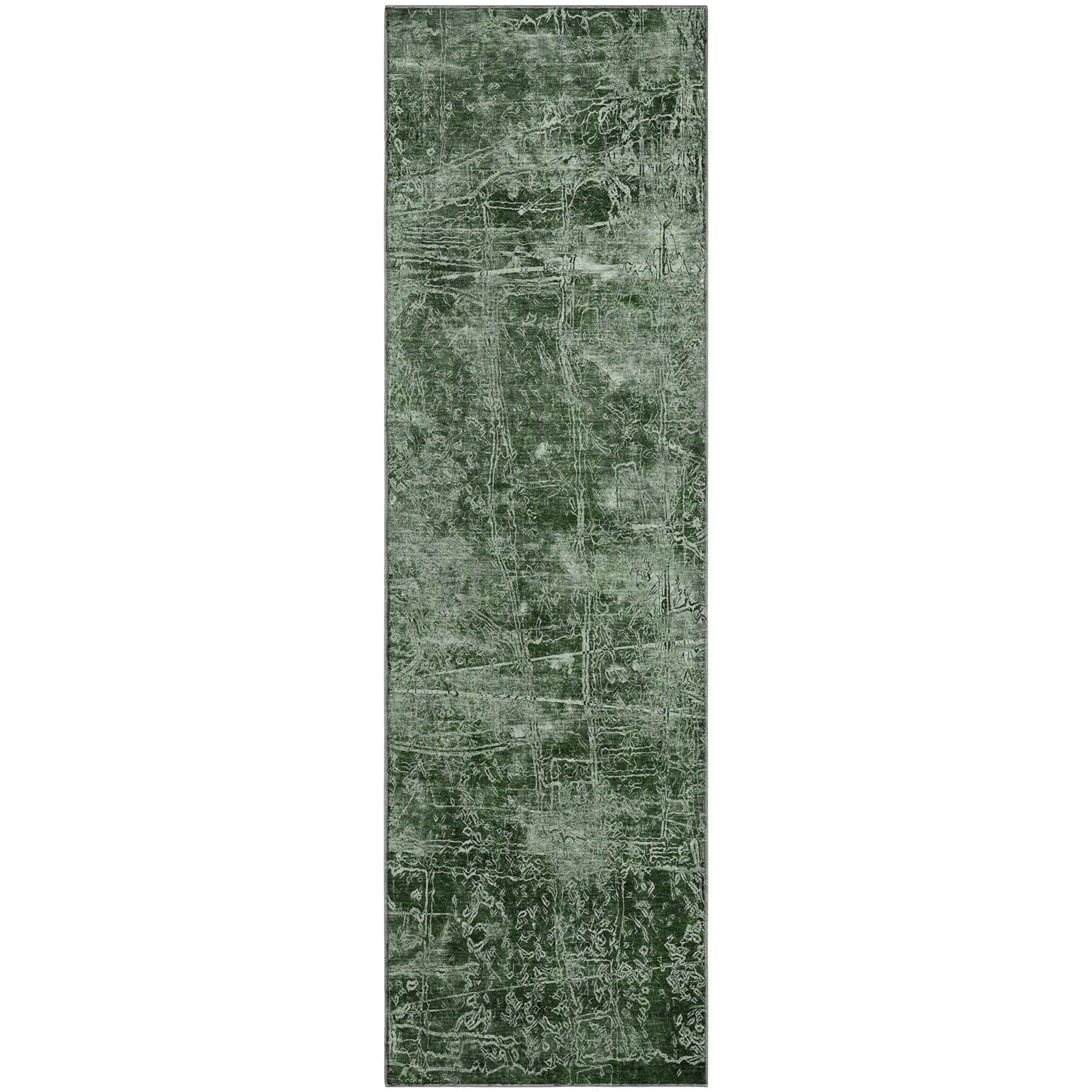 Bergen Machine Washable Transitional Emerald Green Rug 2'3" x 7'6" #shape_Runner