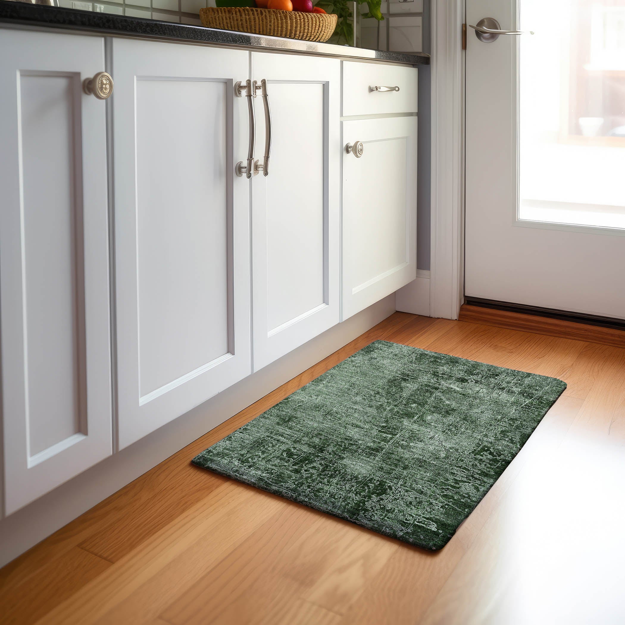 Bergen Machine Washable Transitional Emerald Green Rug 1'8" x 2'6" #shape_Rectangle