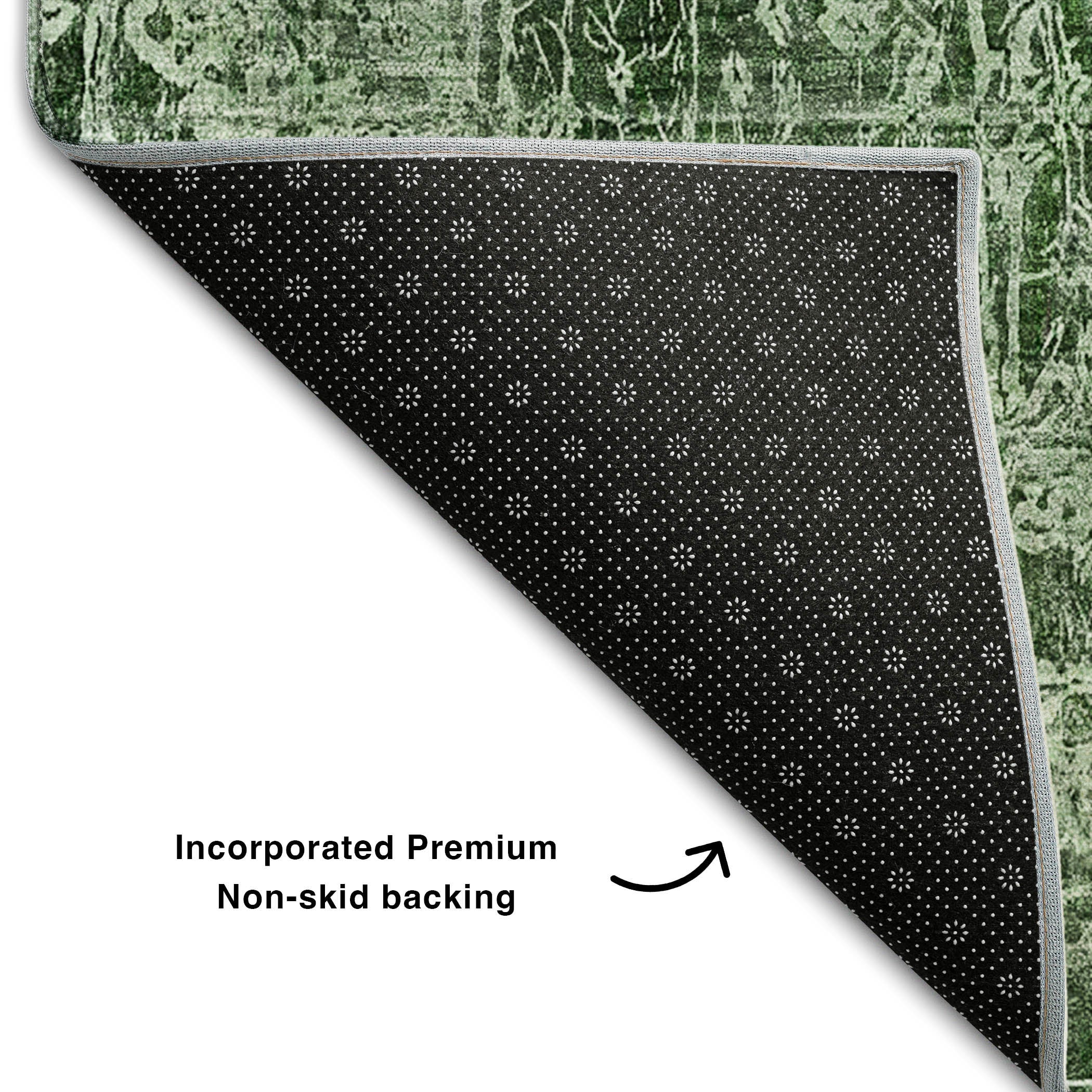 Bergen Machine Washable Transitional Emerald Green Rug 1'8" x 2'6" #shape_Rectangle