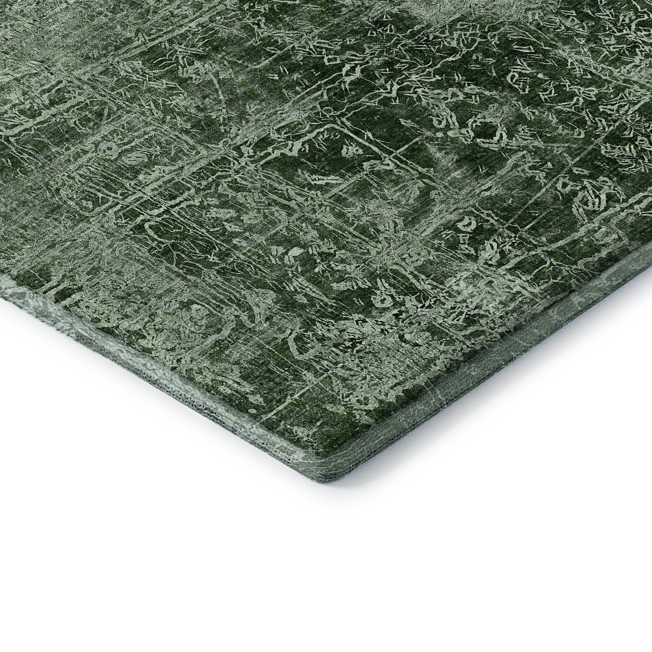 Bergen Machine Washable Transitional Emerald Green Rug 1'8" x 2'6" #shape_Rectangle