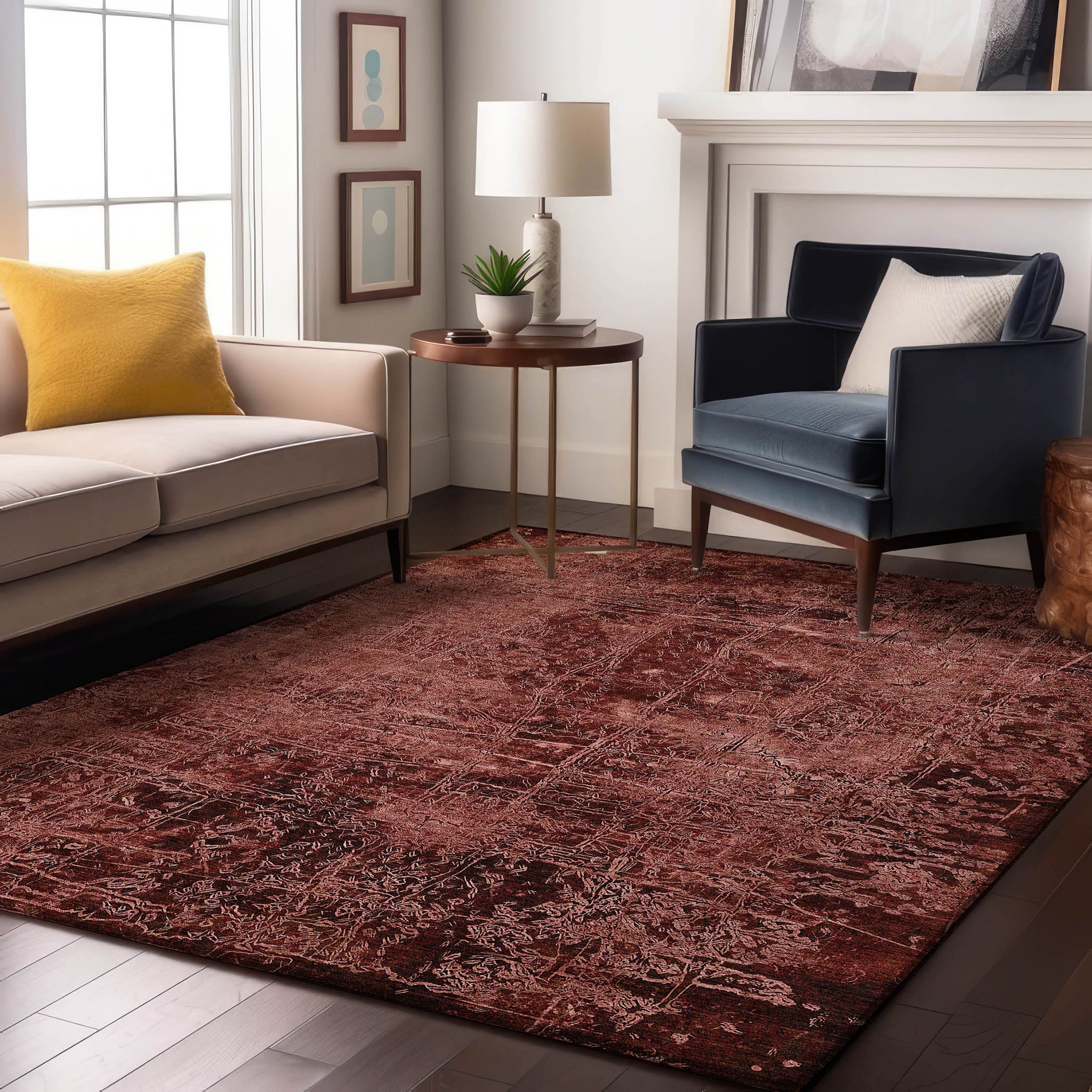 Bergen Machine Washable Transitional Merlot Red Rug 2'6" x 3'10" #shape_Rectangle
