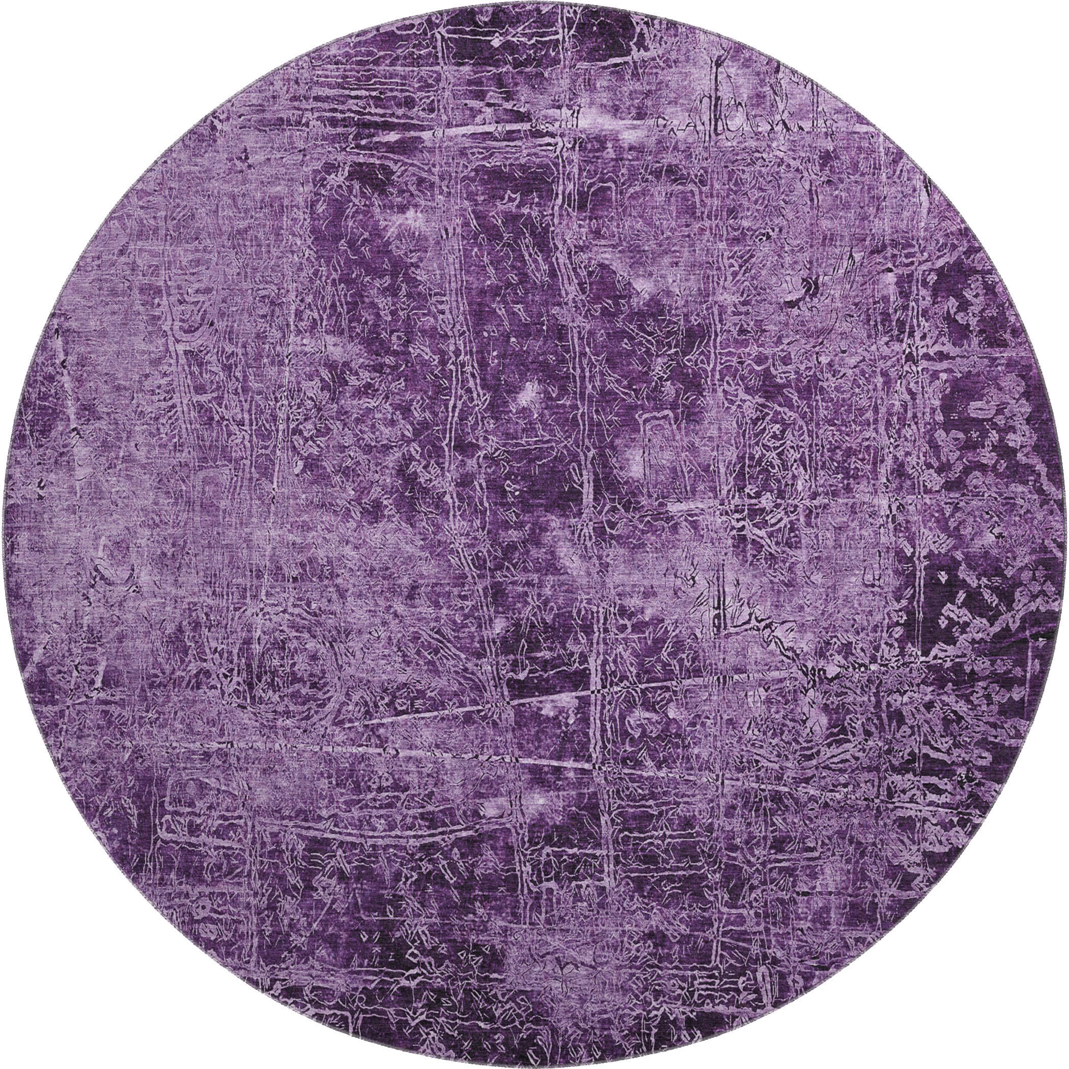 Bergen Machine Washable Transitional Purple Rug 8' x 8' #shape_Round
