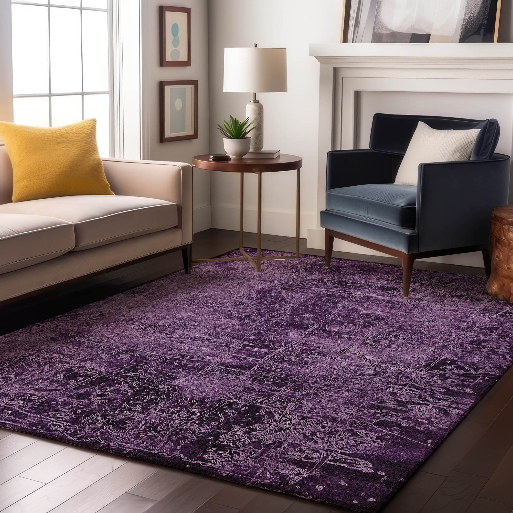 Bergen Machine Washable Transitional Purple Rug 2'6" x 3'10" #shape_Rectangle