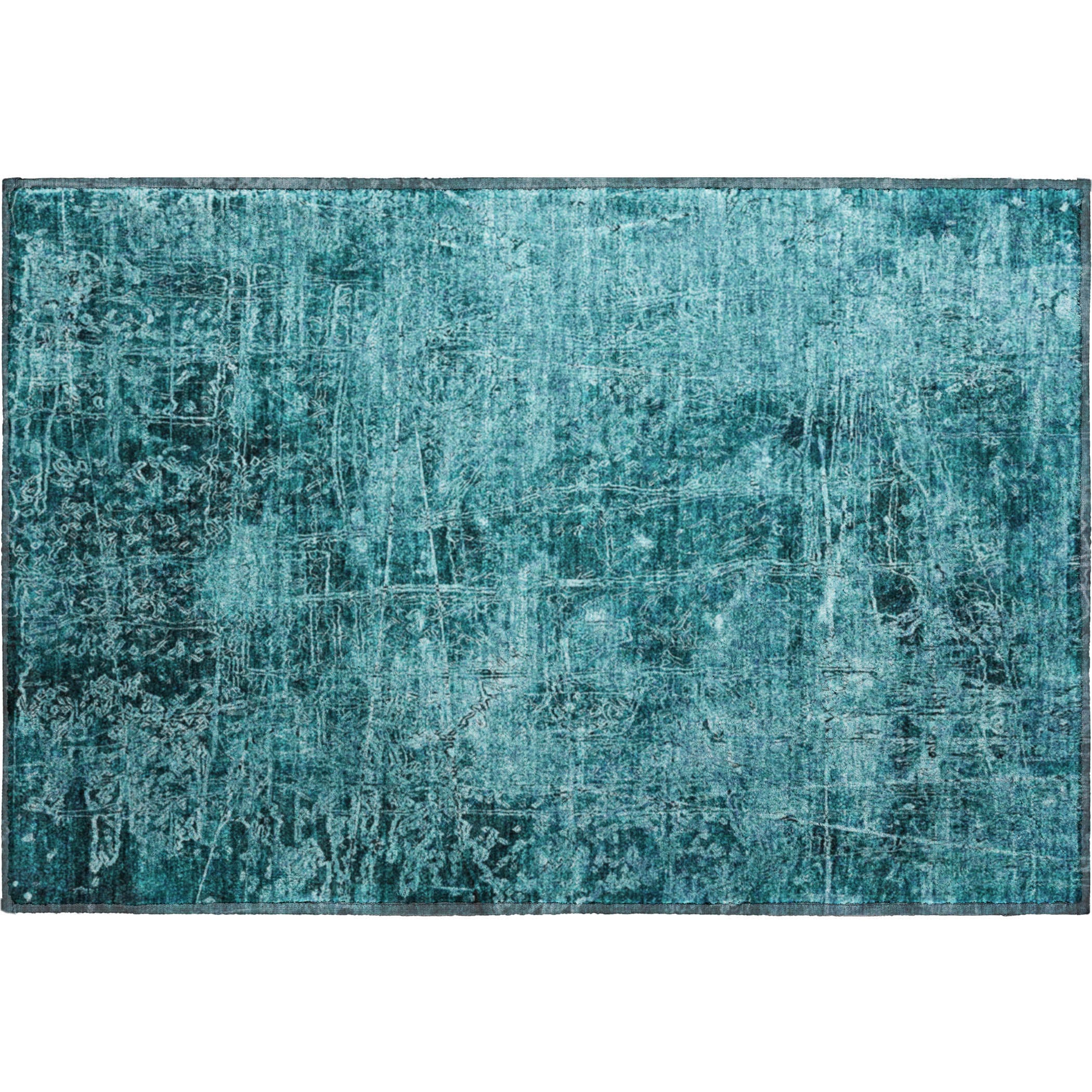 Bergen Machine Washable Transitional Teal Rug 1'8" x 2'6" #shape_Rectangle