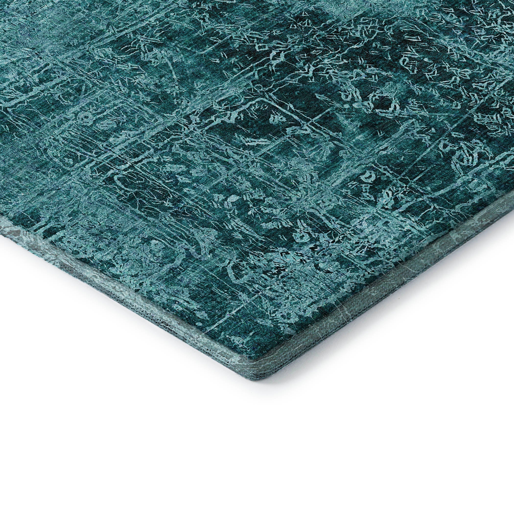 Bergen Machine Washable Transitional Teal Rug 1'8" x 2'6" #shape_Rectangle