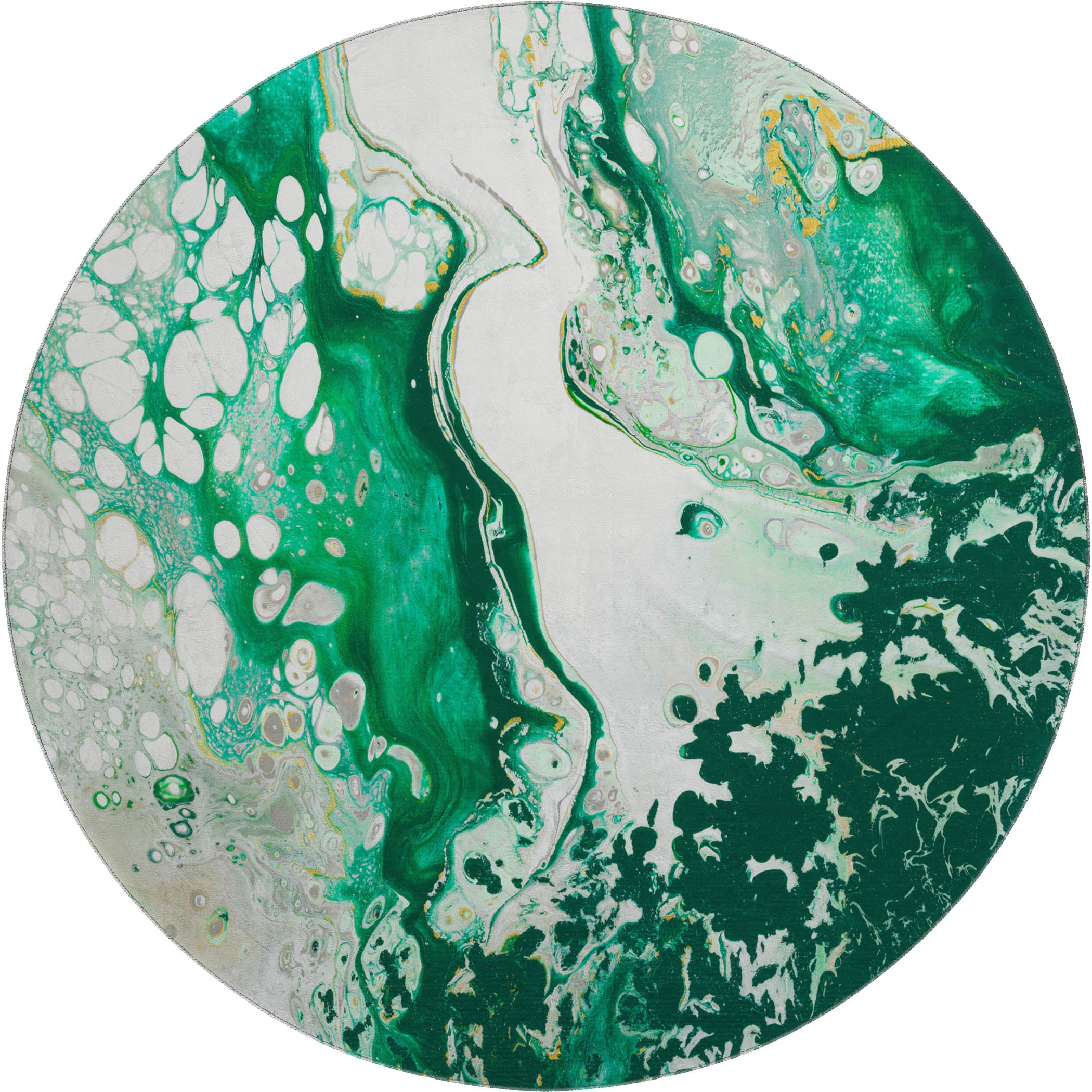 Reykjavik Machine Washable Contemporary Green Rug 8' x 8' #shape_Round