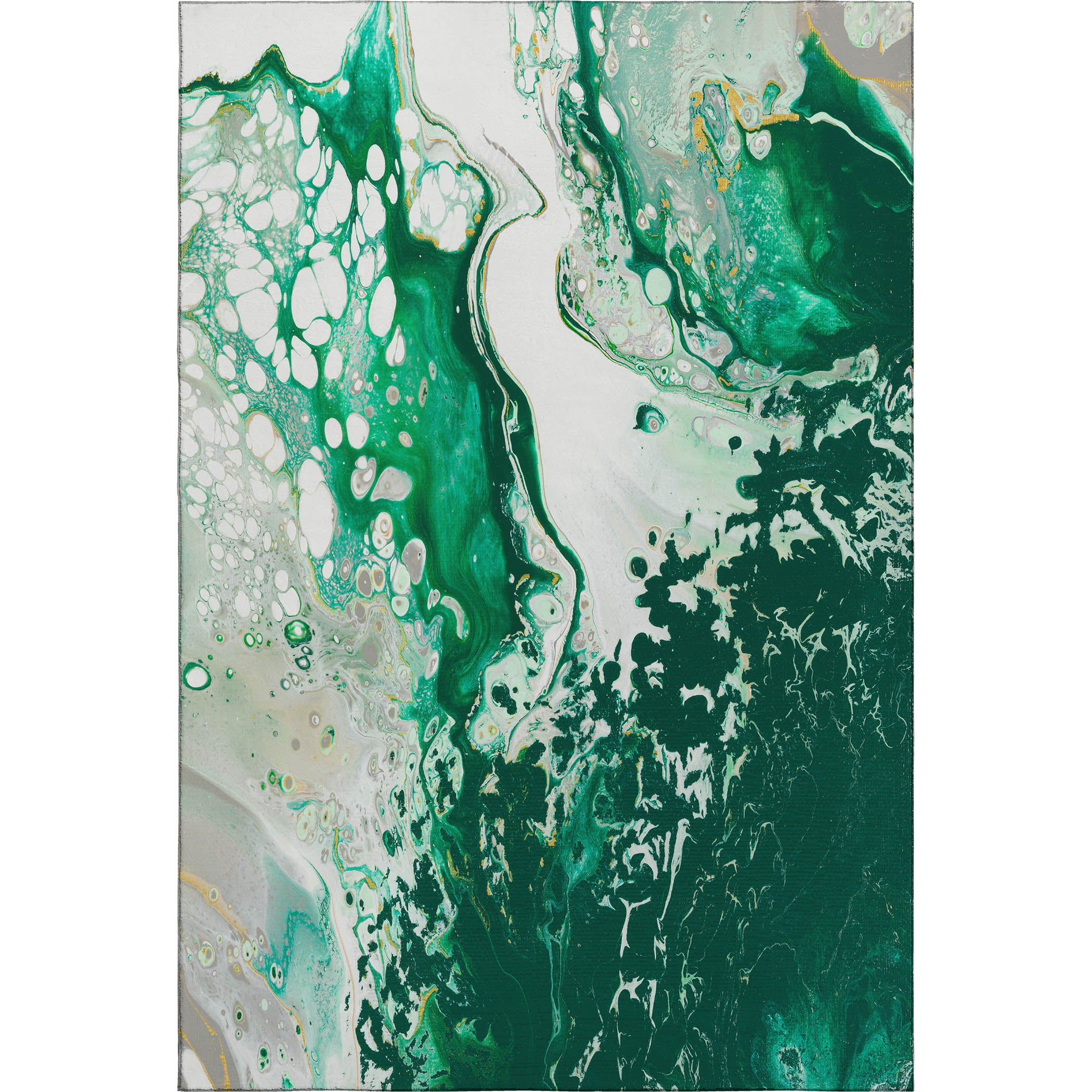 Reykjavik Machine Washable Contemporary Green Rug 2'6" x 3'10" #shape_Rectangle