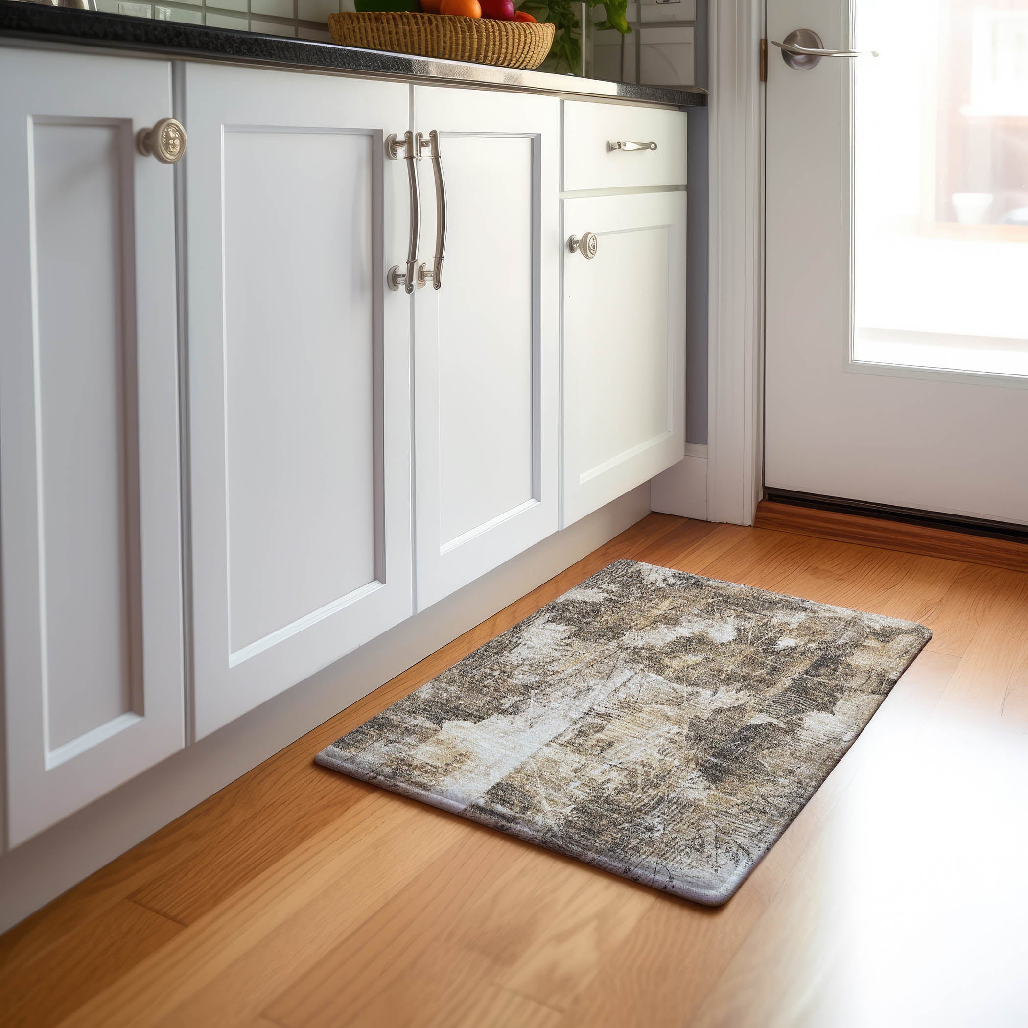 Kyoto Machine Washable Transitional Beige Brown Rug 1'8" x 2'6" #shape_Rectangle
