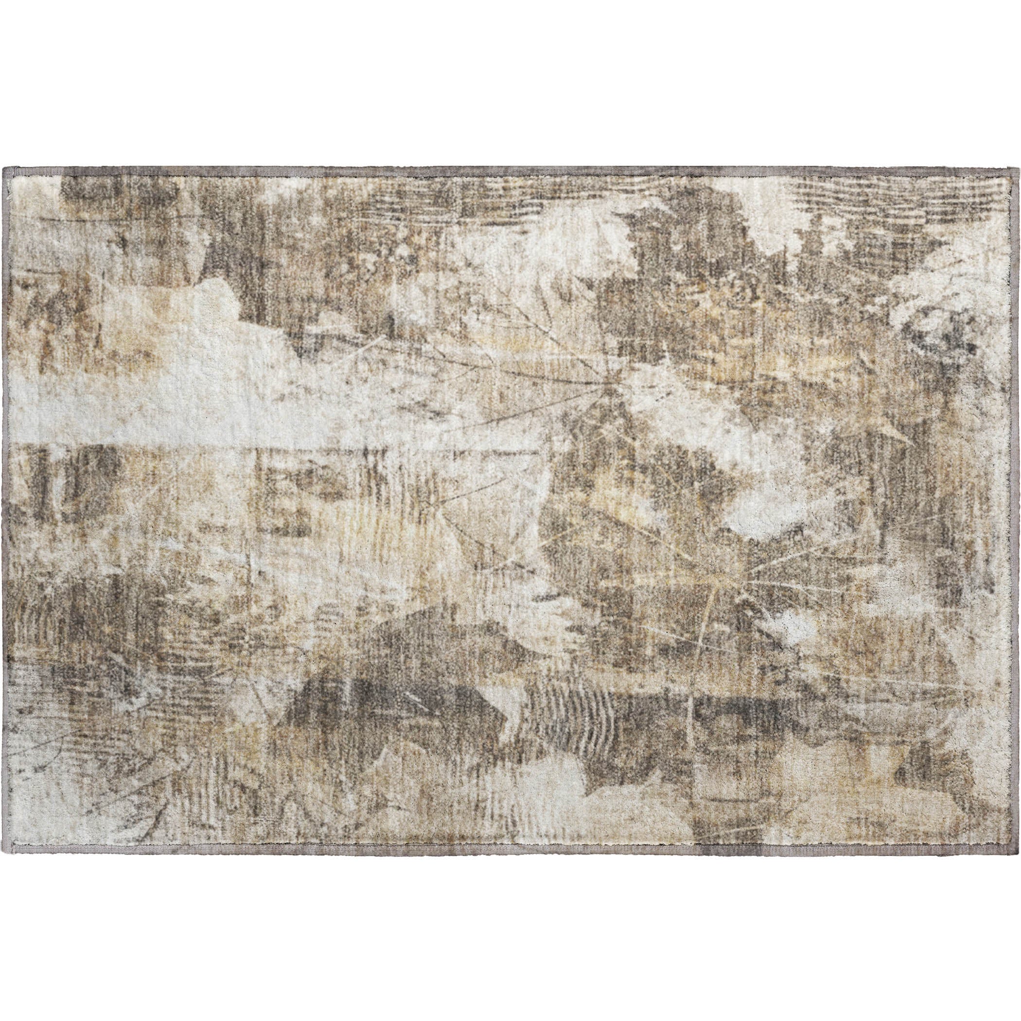 Kyoto Machine Washable Transitional Beige Brown Rug 1'8" x 2'6" #shape_Rectangle